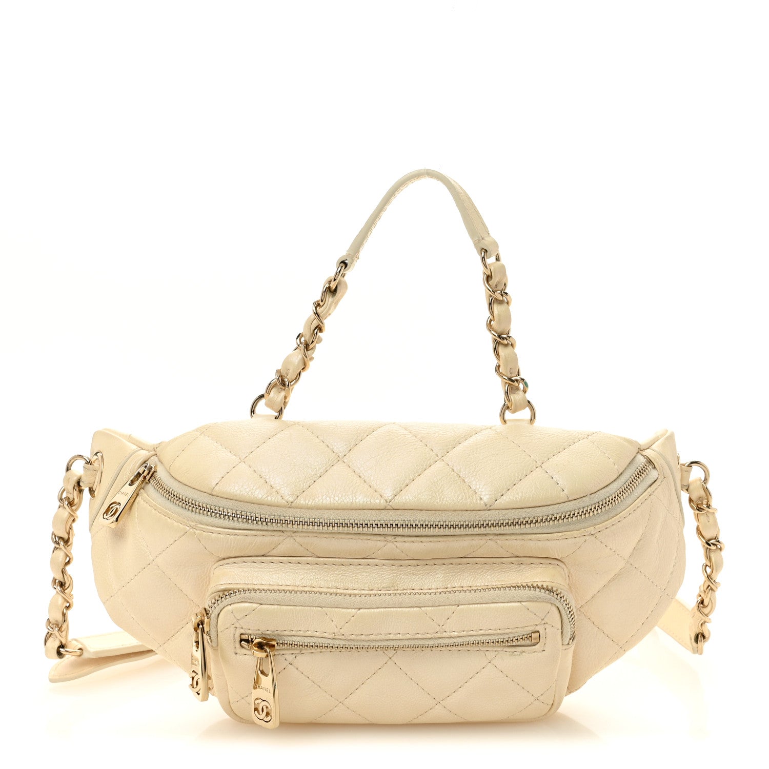 Calfskin Quilted All About Waist Belt Bag Light Beige