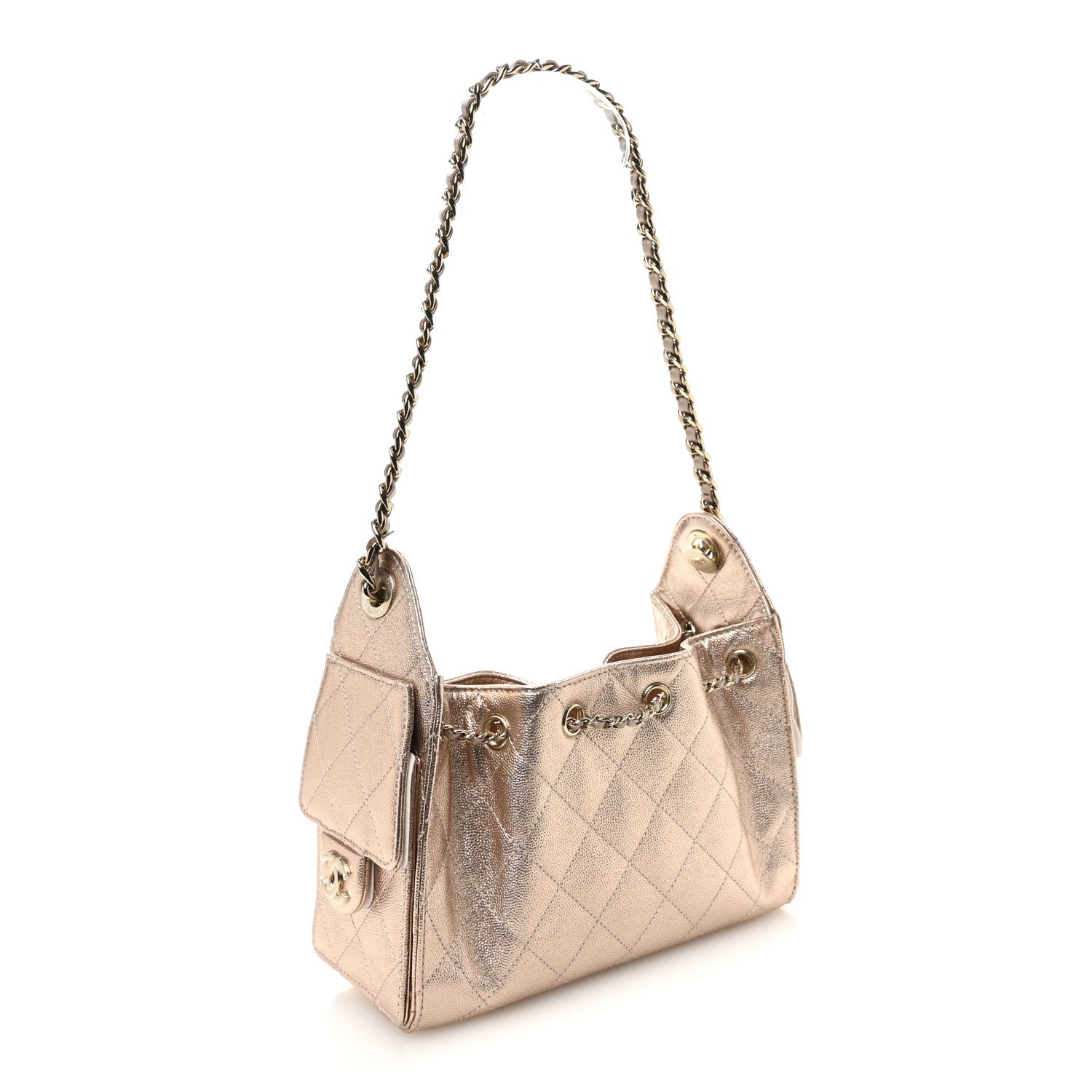 Metallic Caviar Quilted Mini Chanel 25 Handbag Copper