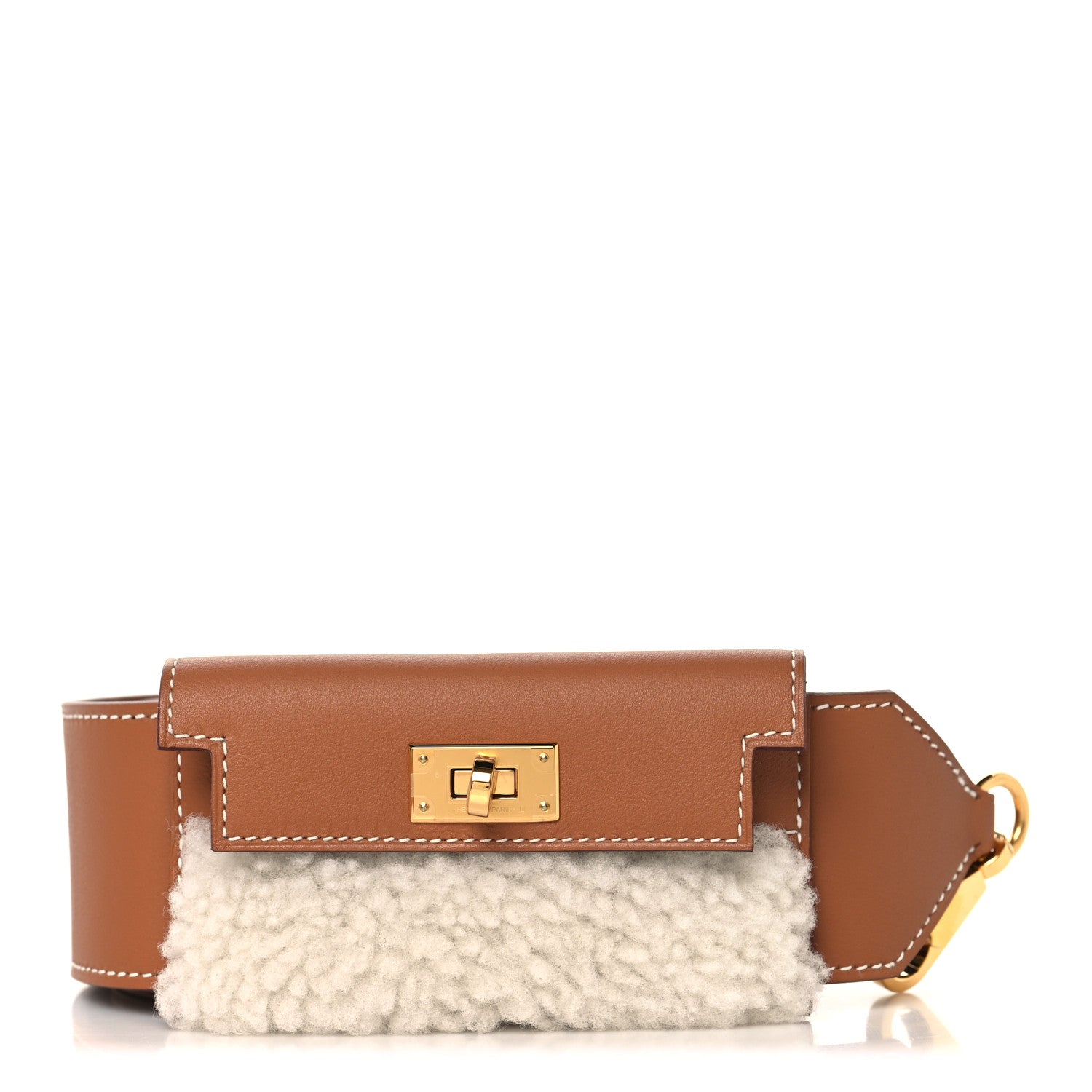 Swift Shearling Kelly Pocket Plush Shoulder Strap Gold