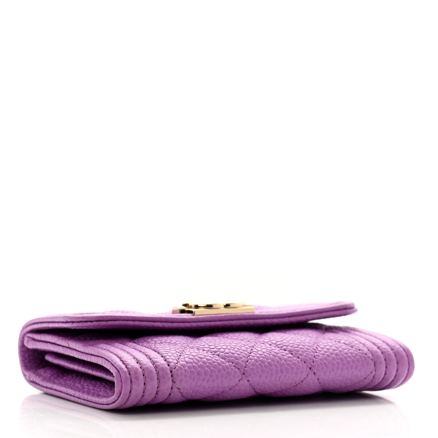 Caviar Quilted Boy Flap Card Holder Purple