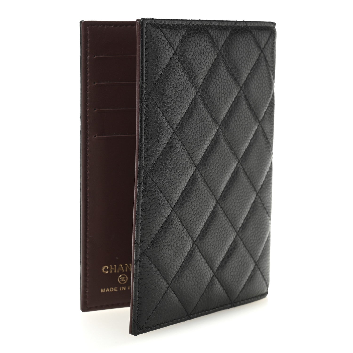 Caviar Quilted Passport Holder Black