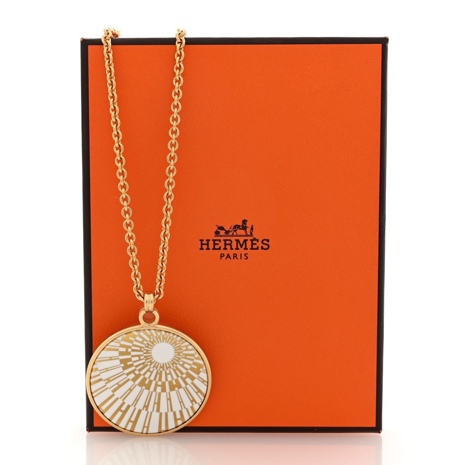 Enamel Medaille OP'H Small Necklace Jaune Or White