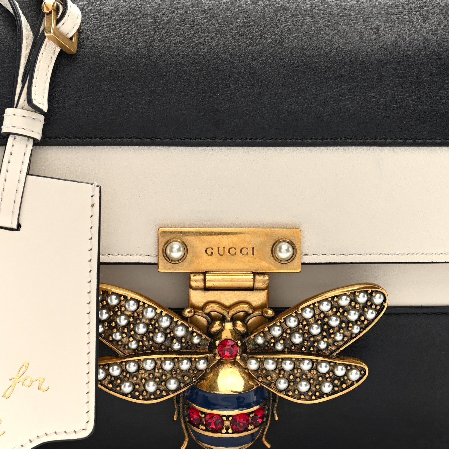 Calfskin Sylvie Web Queen Margaret Shoulder Bag Mystic White Black