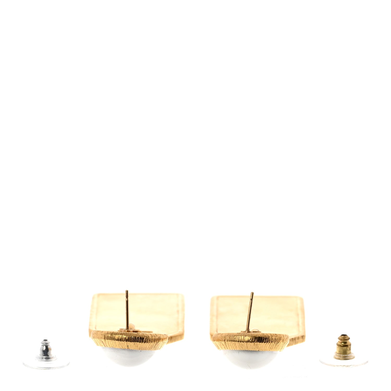 Pearl CC Tags Drop Earrings Gold