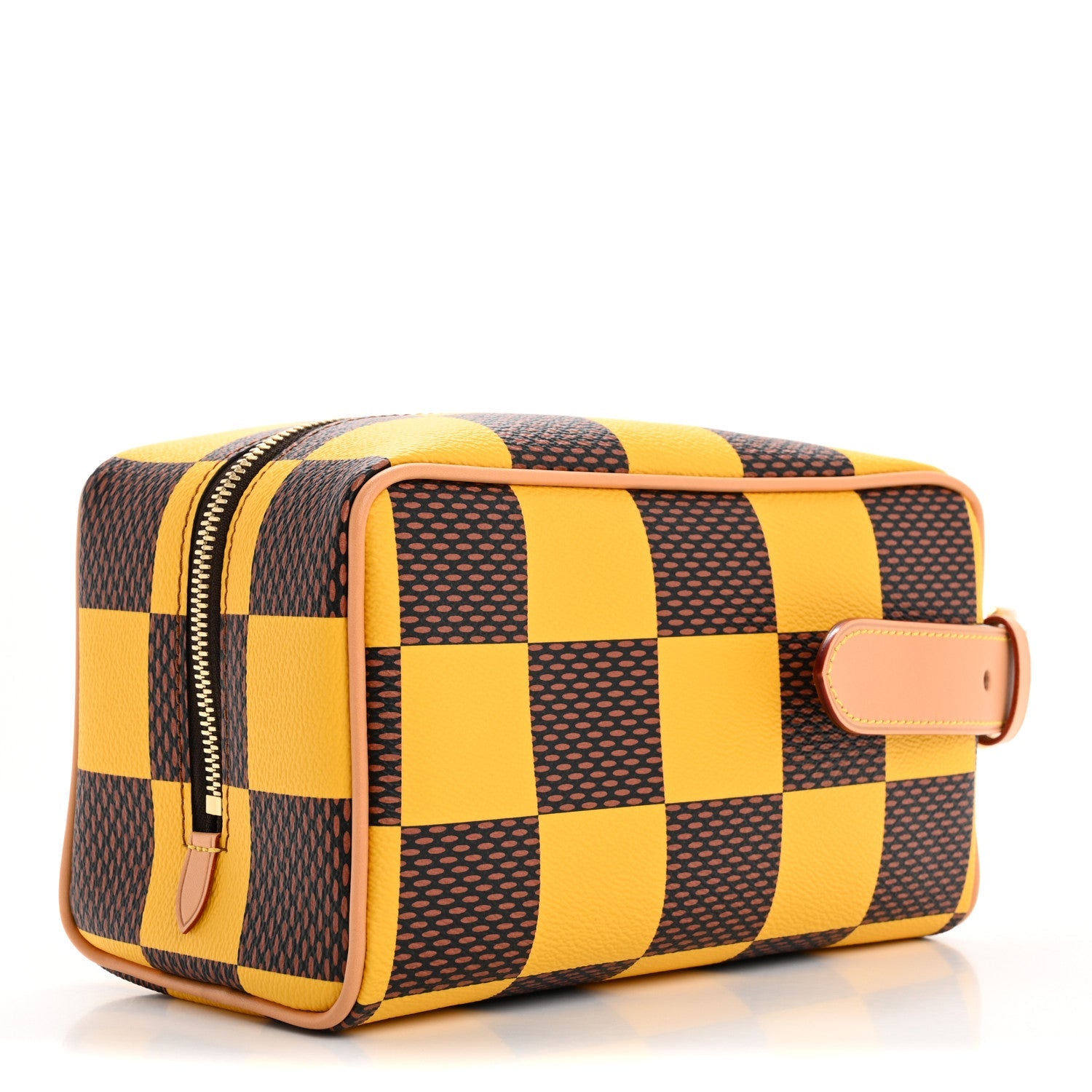 Damier Pop Dopp Kit Toilet Pouch Jaune Mat