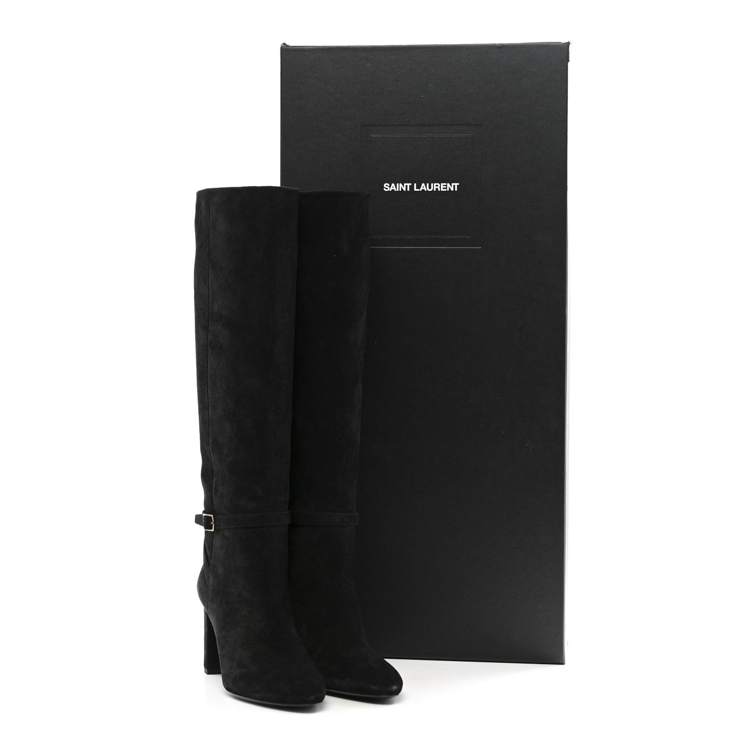 Suede Lou 75 Harness Knee High Boots 39.5 Black