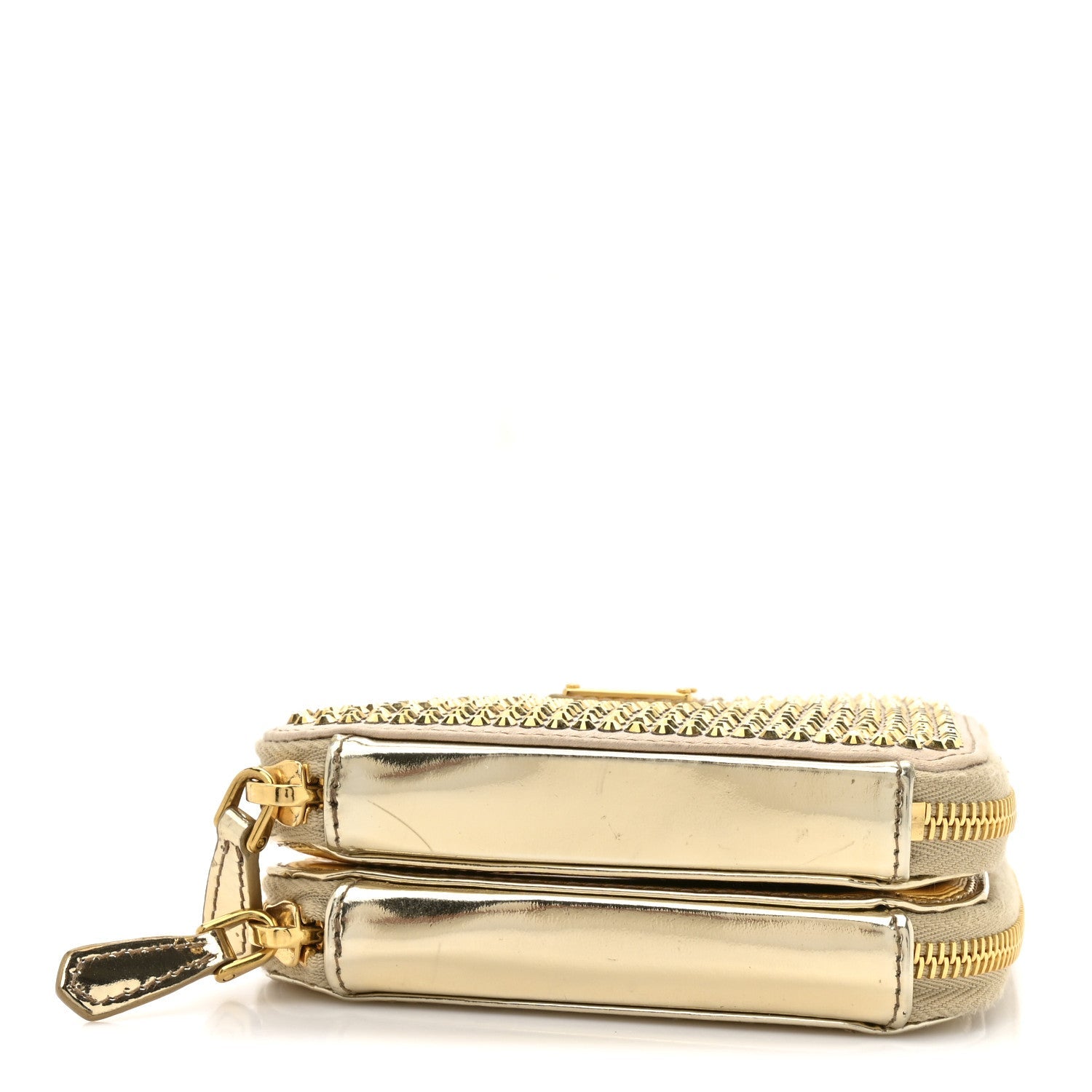Satin Crystal Mini Triangle Crossbody Pouch Platino