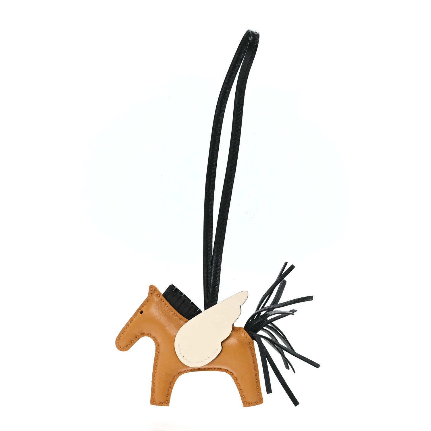 Milo Lambskin Grigri Rodeo Pegase Horse Bag Charm PM Sesame Black Nata