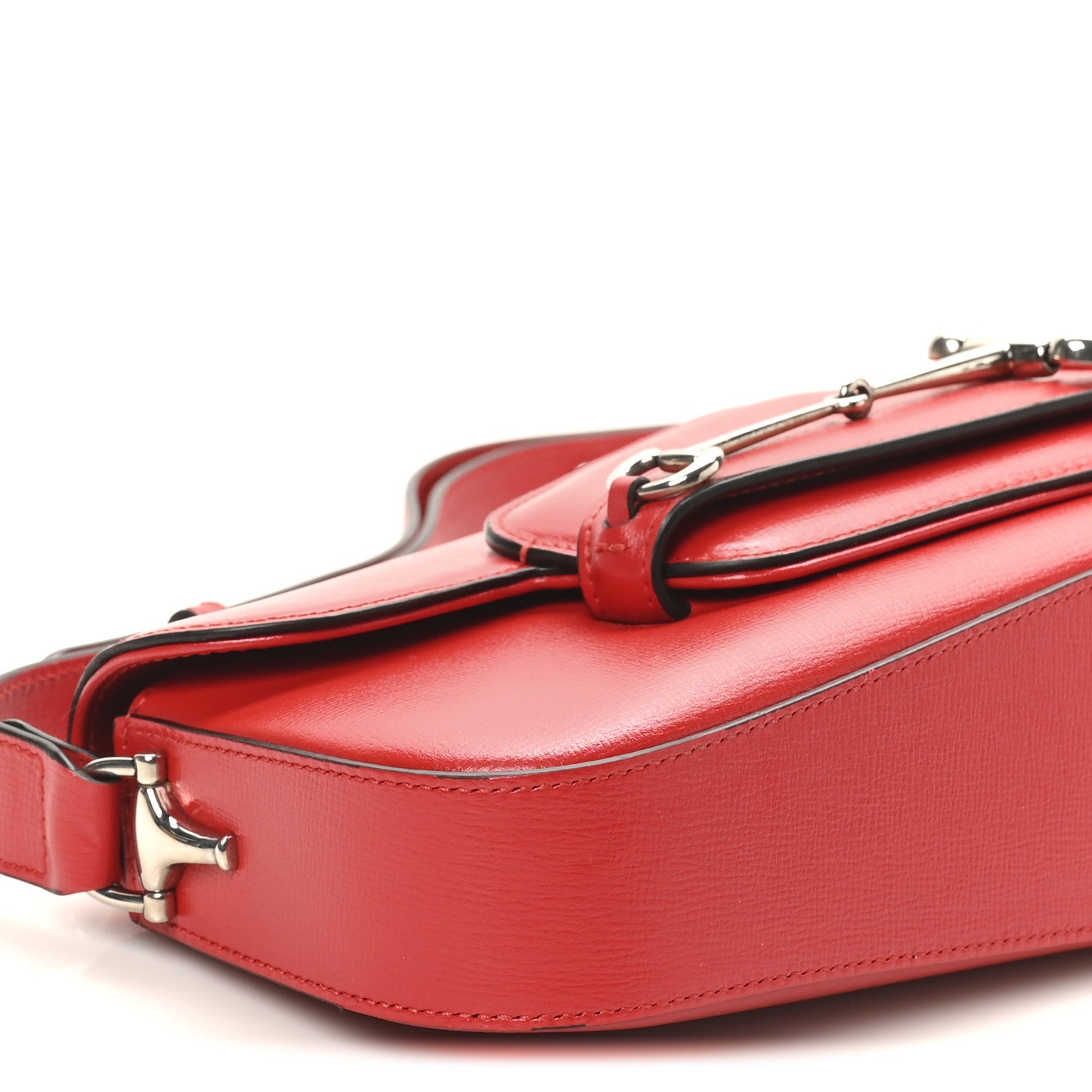 Azalea Calfskin Small Horsebit 1955 Asymmetric Shoulder Bag New Cherry Red