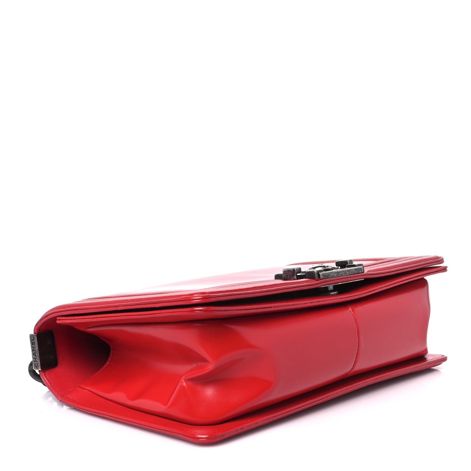 Glazed Calfskin Medium Boy Flap Red
