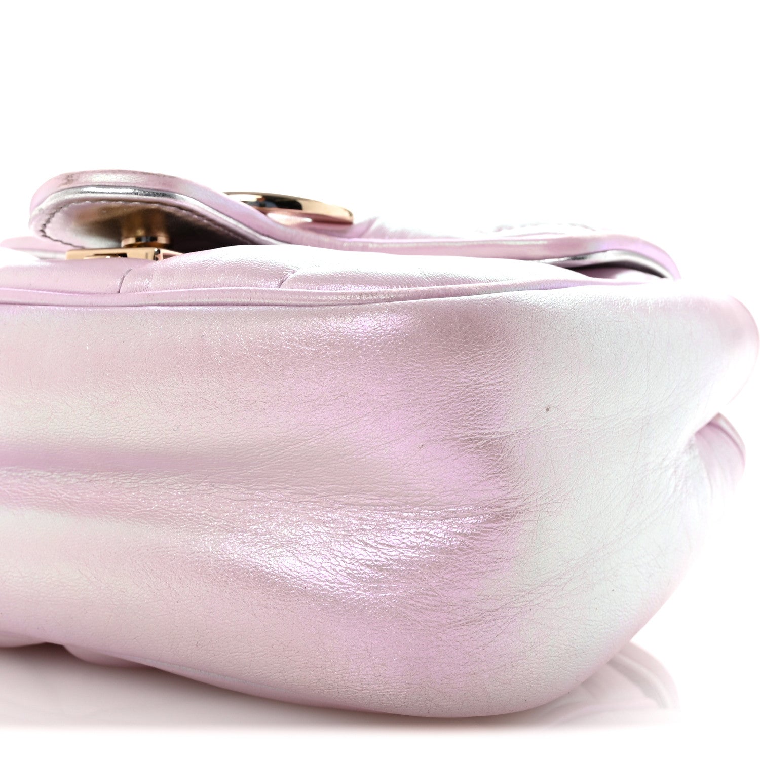 Iridescent Nappa Chevron Matelasse Mini GG Marmont Shoulder Bag Iridescent Escape Pink