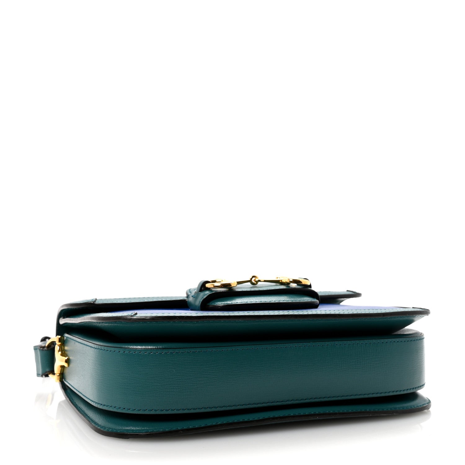 Azalea Calfskin Horsebit 1955 Shoulder Bag Imperial Blue Pavone
