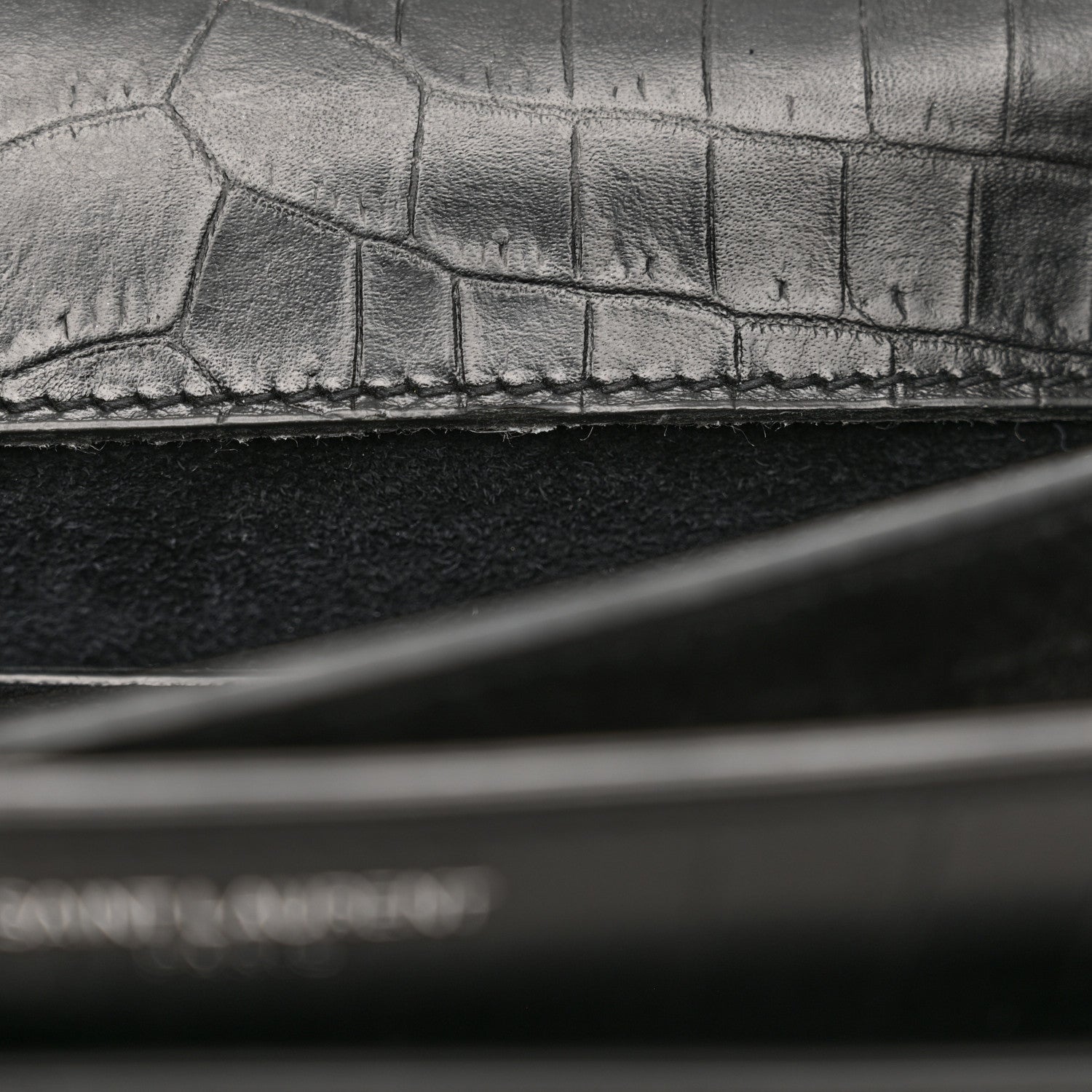 Calfskin Crocodile Embossed Medium Monogram Sunset Black