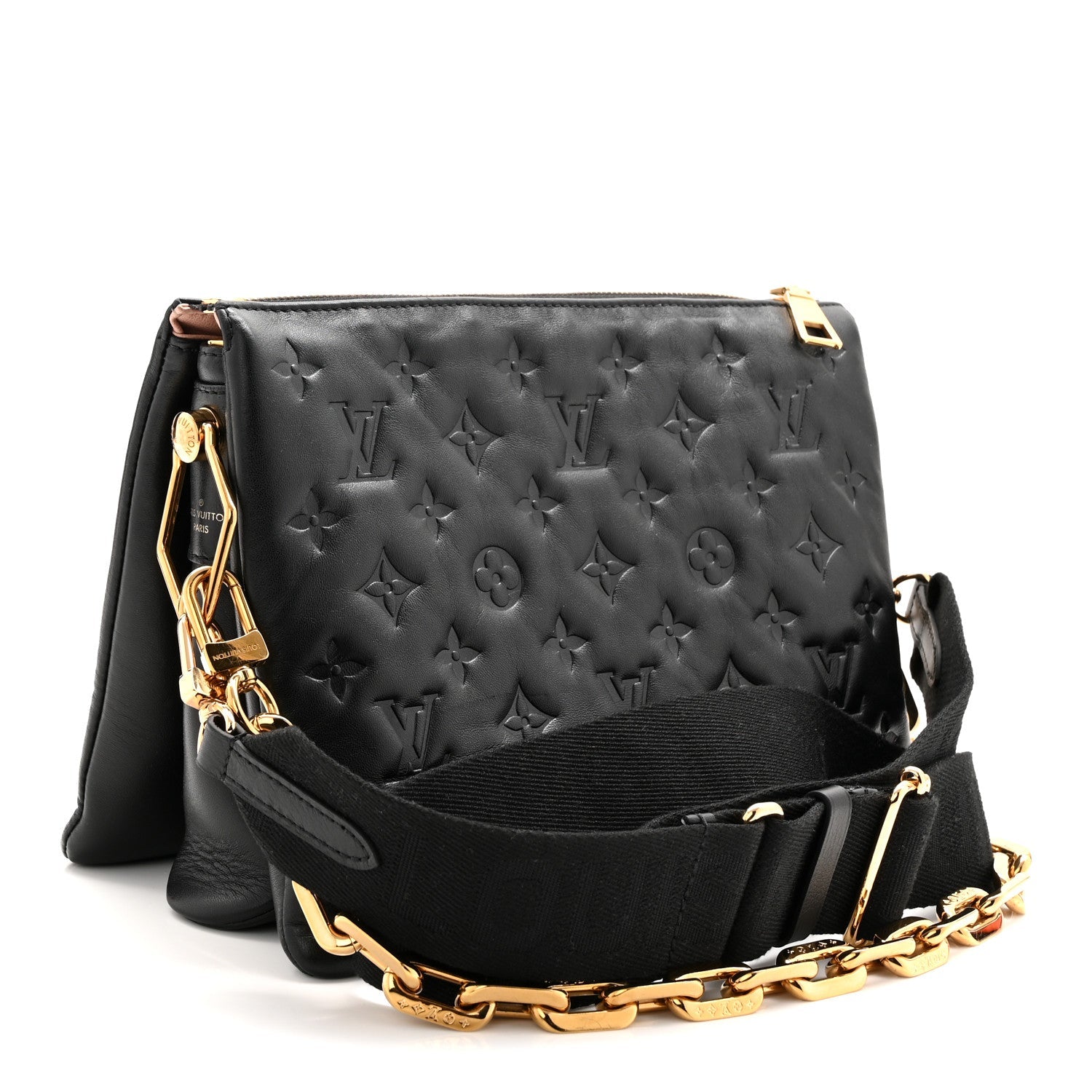 Lambskin Embossed Monogram Coussin PM Black