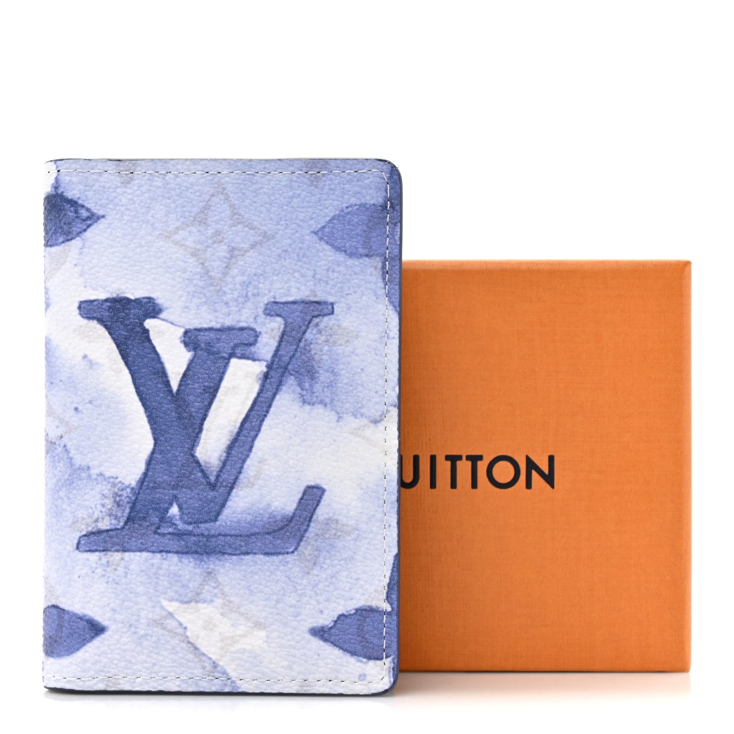 Monogram Watercolor Pocket Organizer Blue