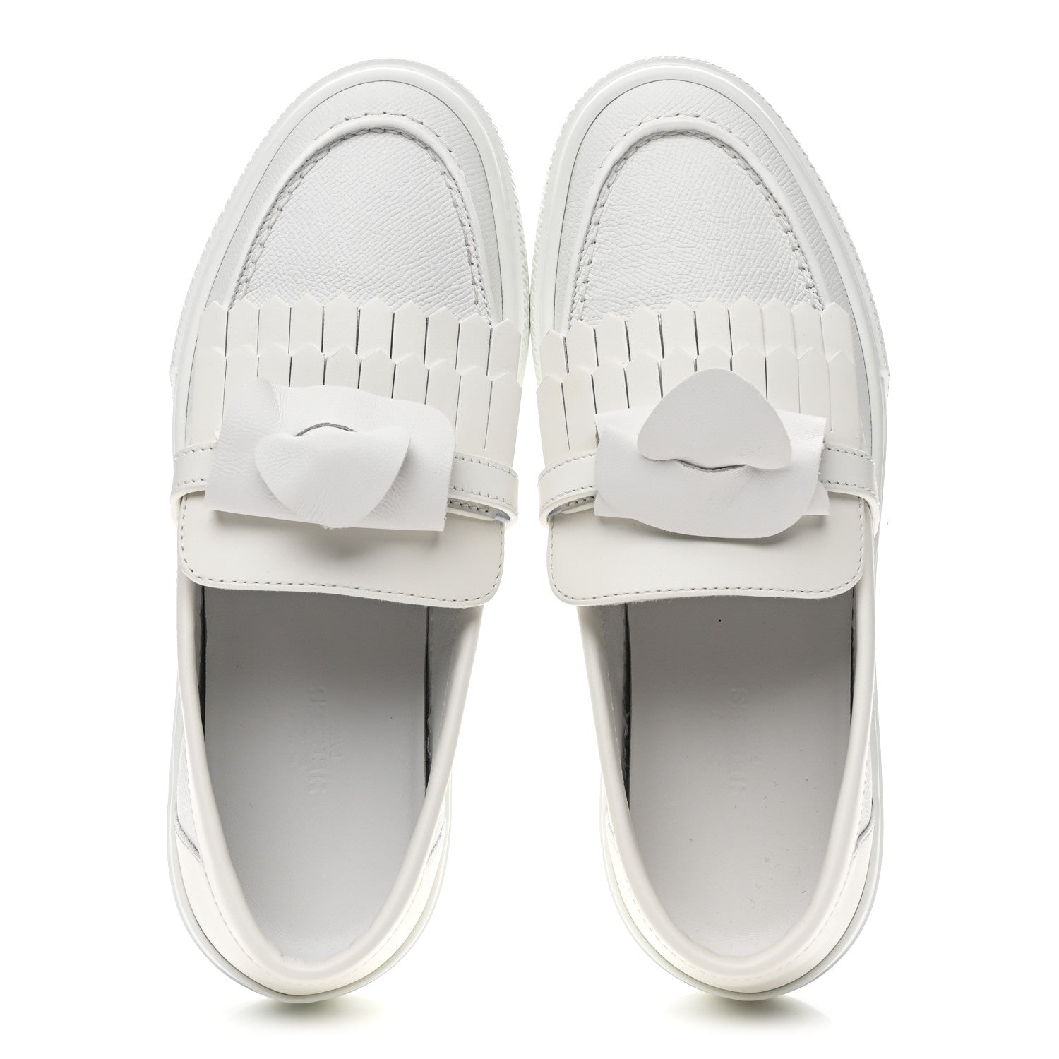 Epsom Calfskin Game Slip On Fringe Sneakers 38 White