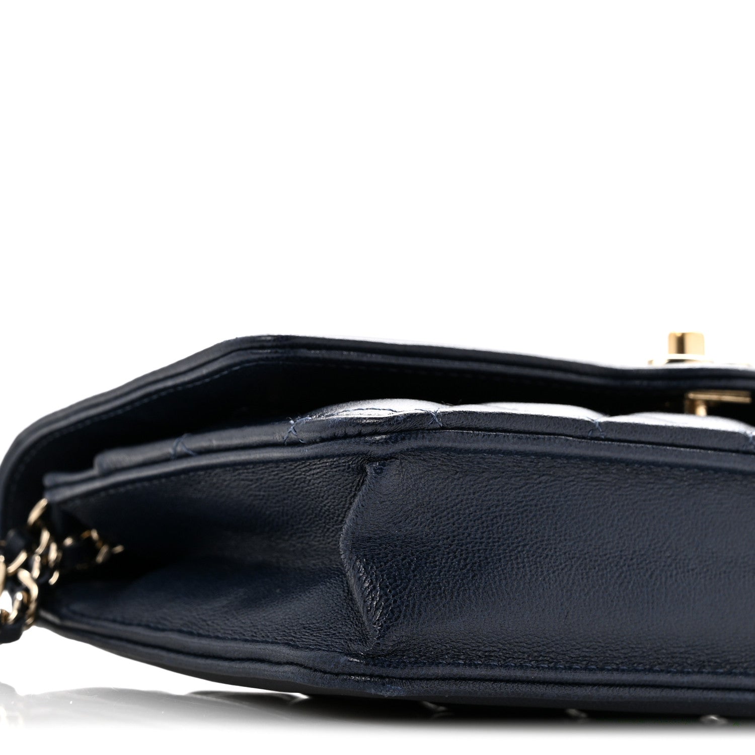Lambskin Quilted Hold The Line Wallet On Chain WOC Dark Blue