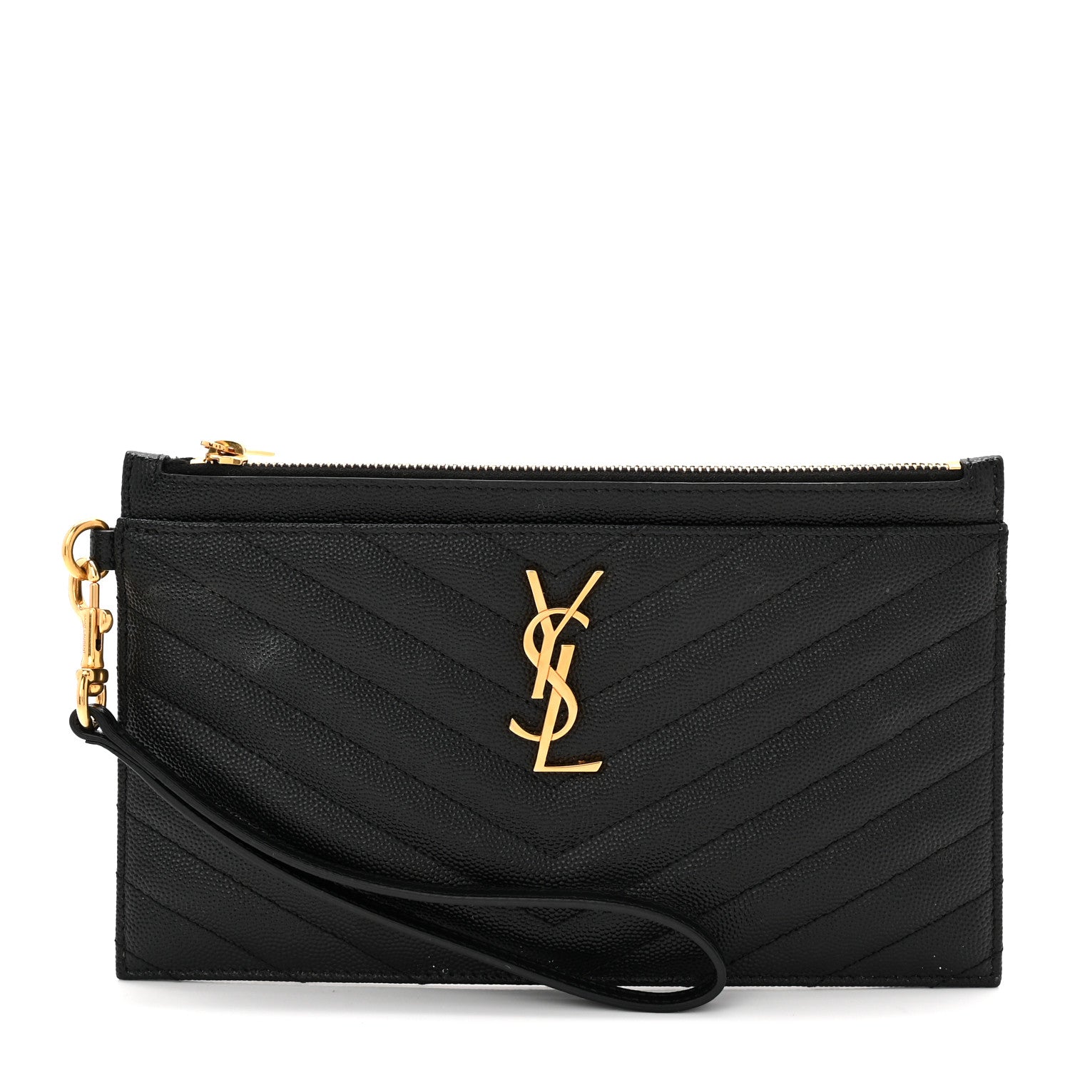 Grain De Poudre Chevron Monogram Large Bill Pouch Black