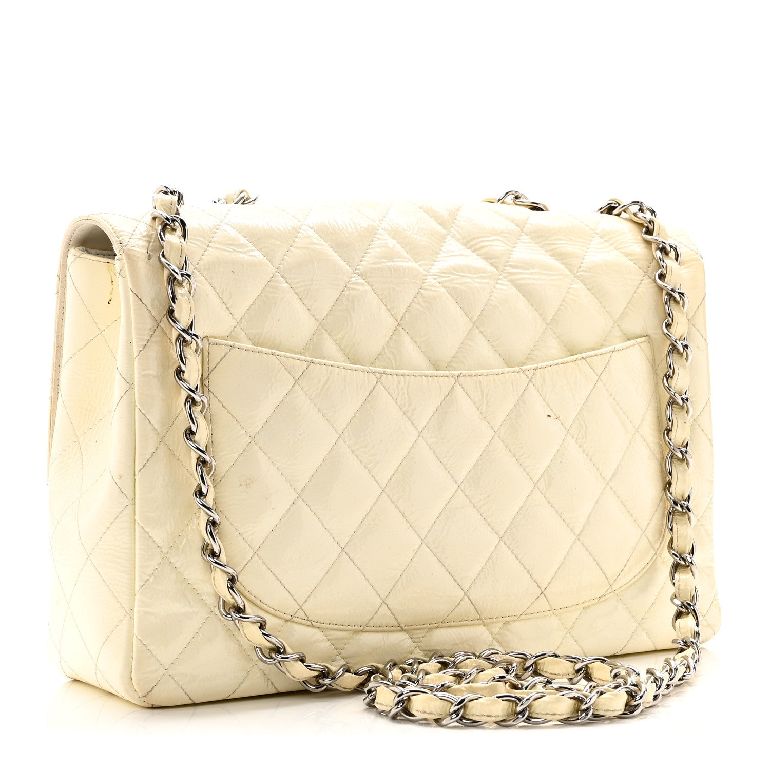 Distressed Patent Jumbo Single Flap White