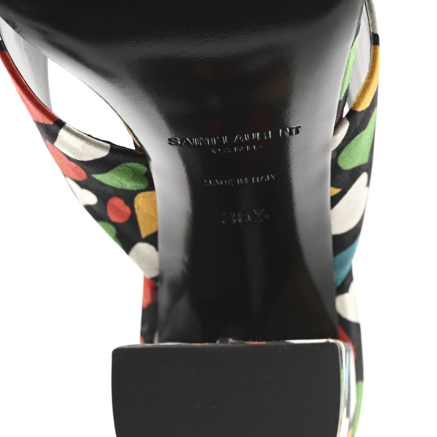 Satin Heart Bianca Knotted Mule Sandals 36.5 Black Multicolor