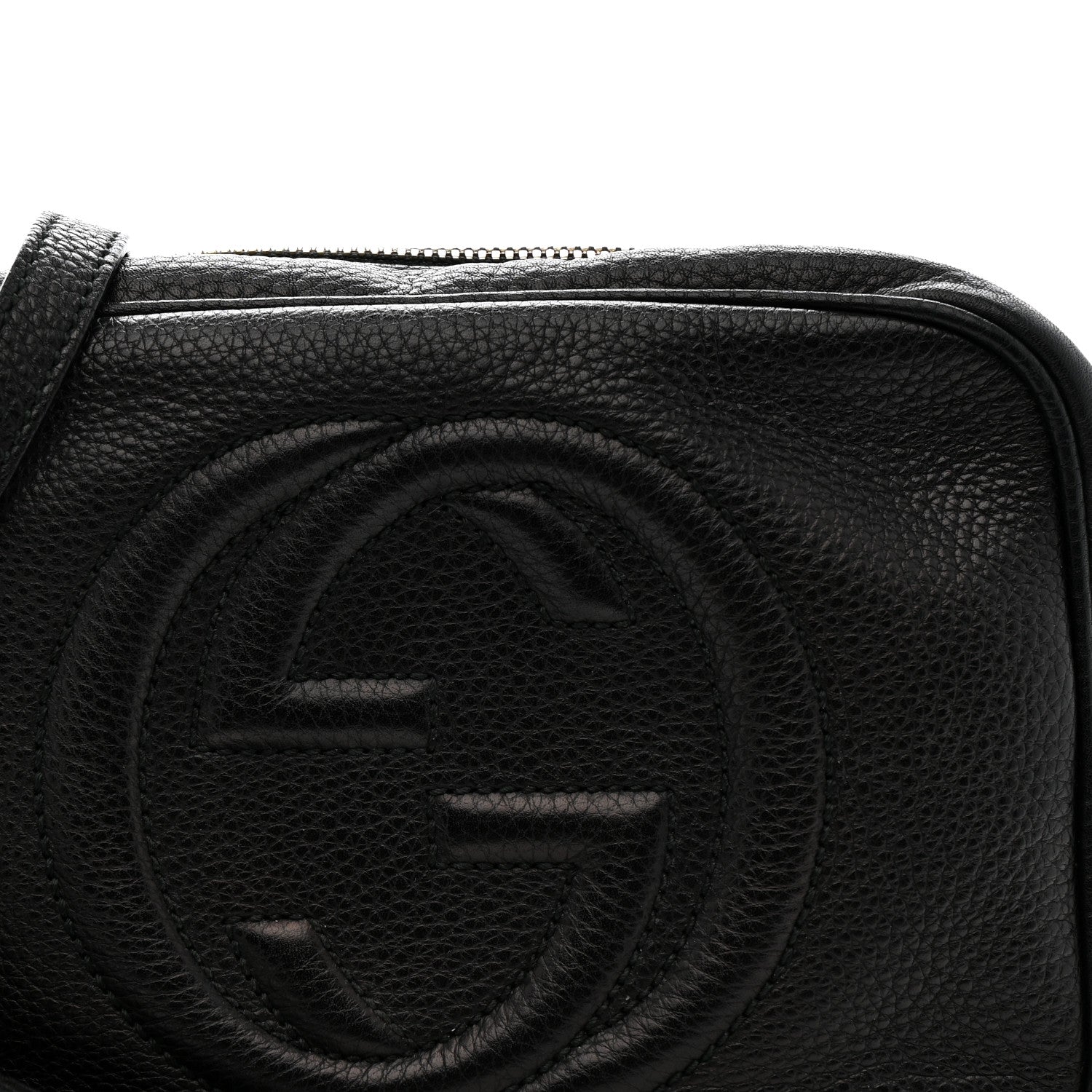 Pebbled Calfskin Small Soho Disco Bag Black