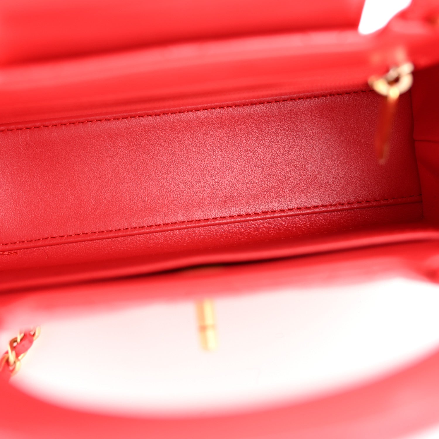 Shiny Aged Calfskin Quilted Nano Kelly Shopper Red