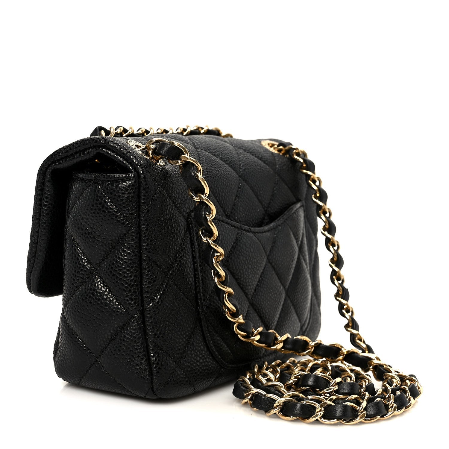 Grained Lambskin Quilted Mini Flap Black