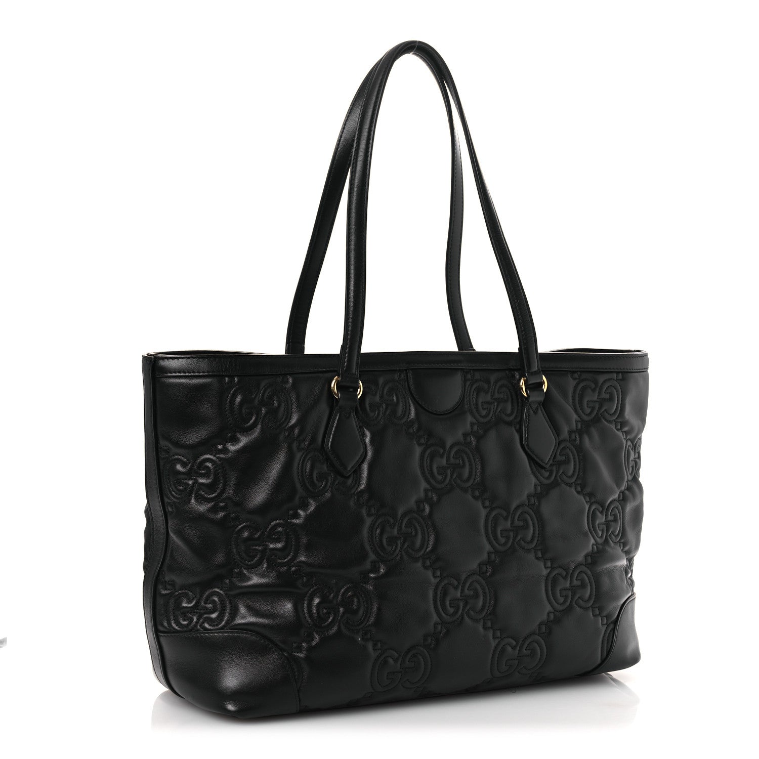 Calfskin GG Matelasse Medium Ophidia Shopping Tote Black