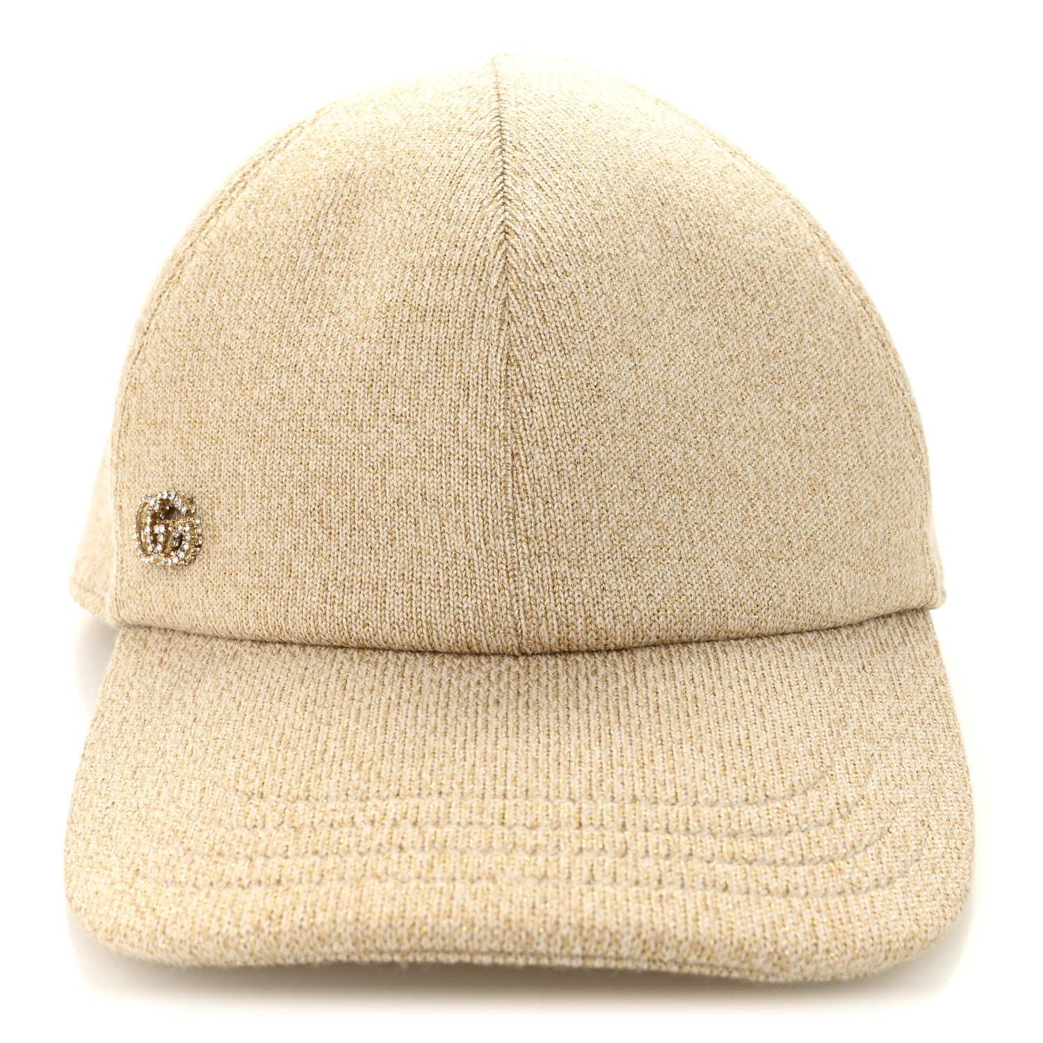 Wool Lame Double G Crystal Baseball Hat L Beige