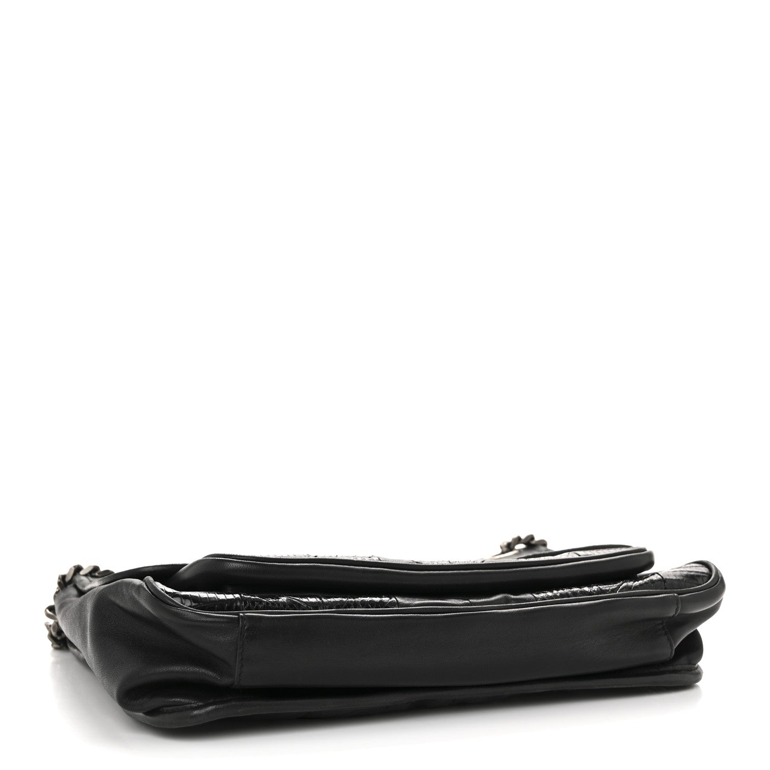 Calfskin Ayers Patchwork Monogram Medium Niki Chain Satchel Black