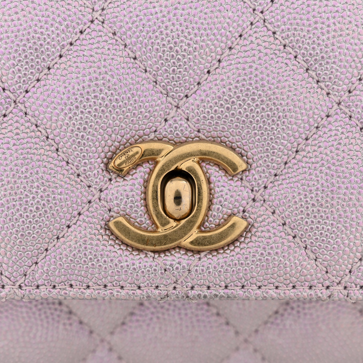 Metallic Caviar Quilted Mini Coco Handle Flap Light Pink