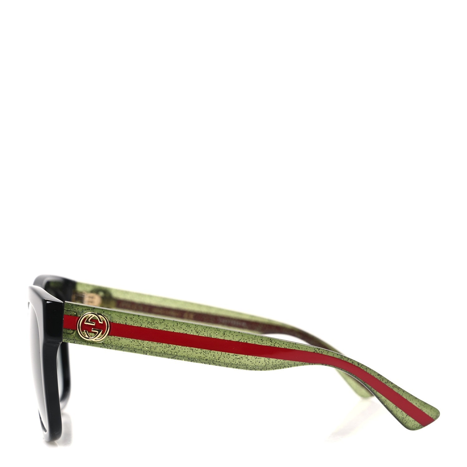 Acetate Square Frame Web Glitter Sunglasses GG0034S Black Green