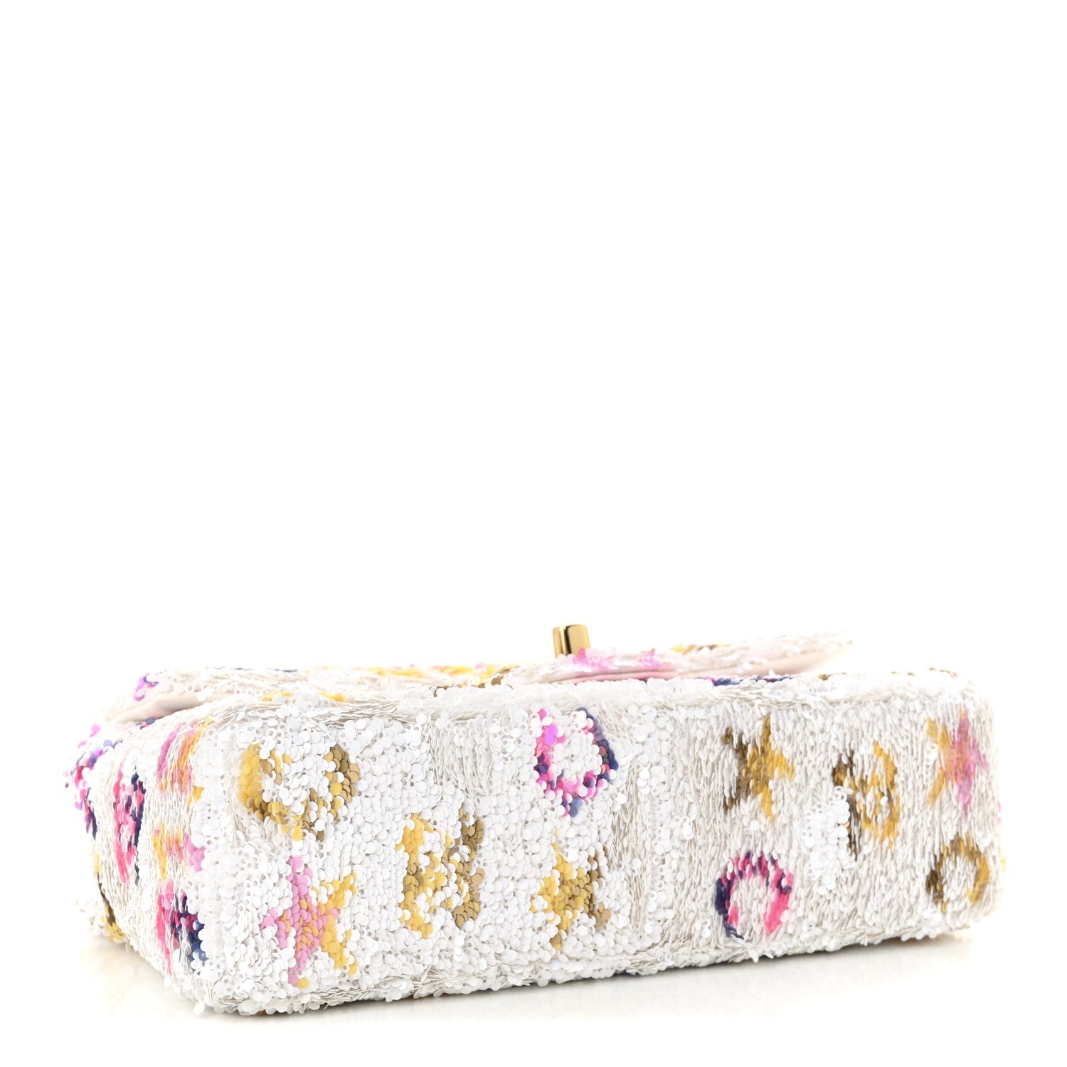 Sequin Logo CC Small Single Flap White Multicolor