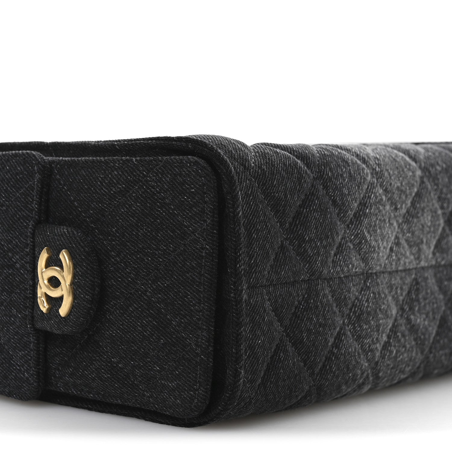 Denim Quilted Mini Chanel 25 Handbag Black