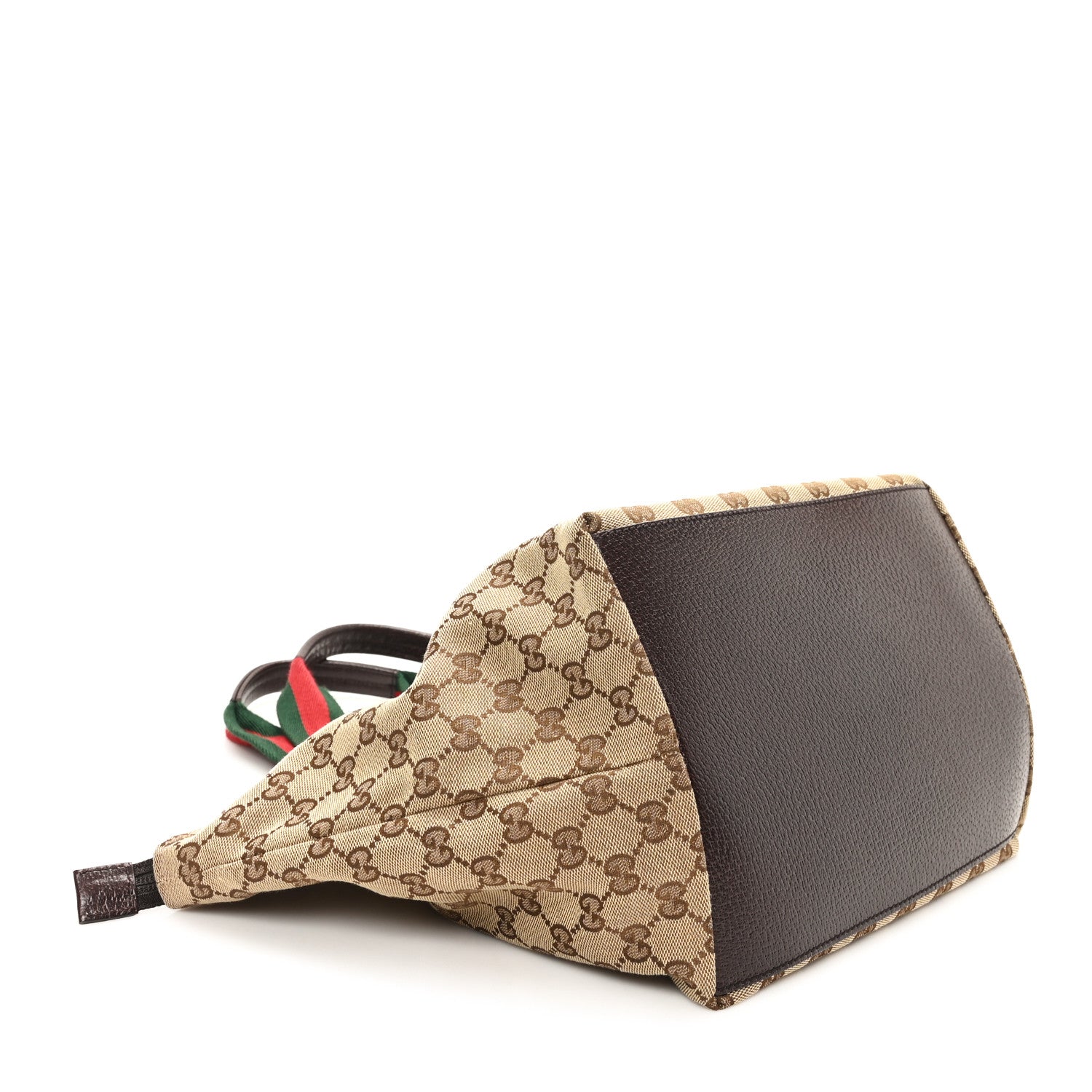 GG Monogram Medium Web Handle Bucket Tote Dark Brown