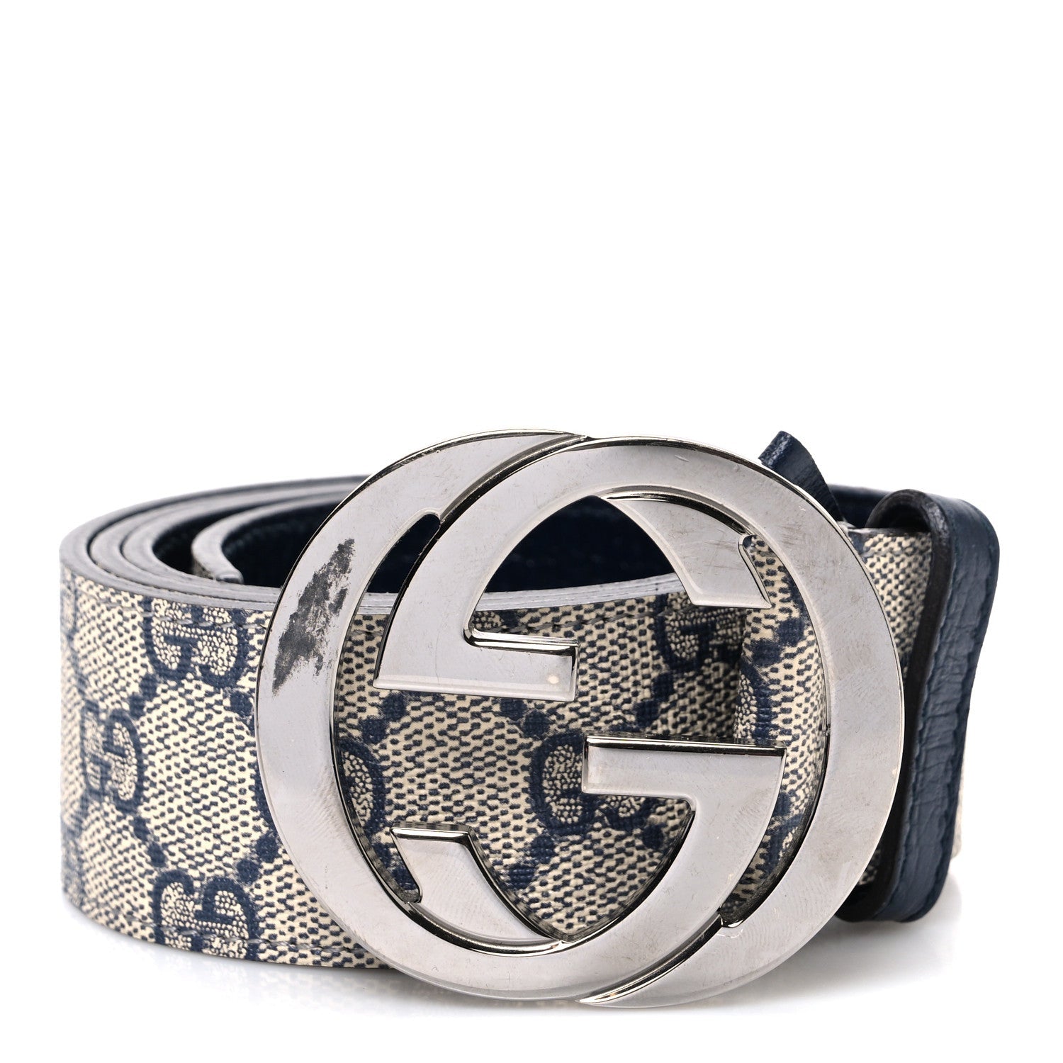 GG Supreme Monogram Selleria Calfskin Interlocking G 40mm Belt 85 34 Navy