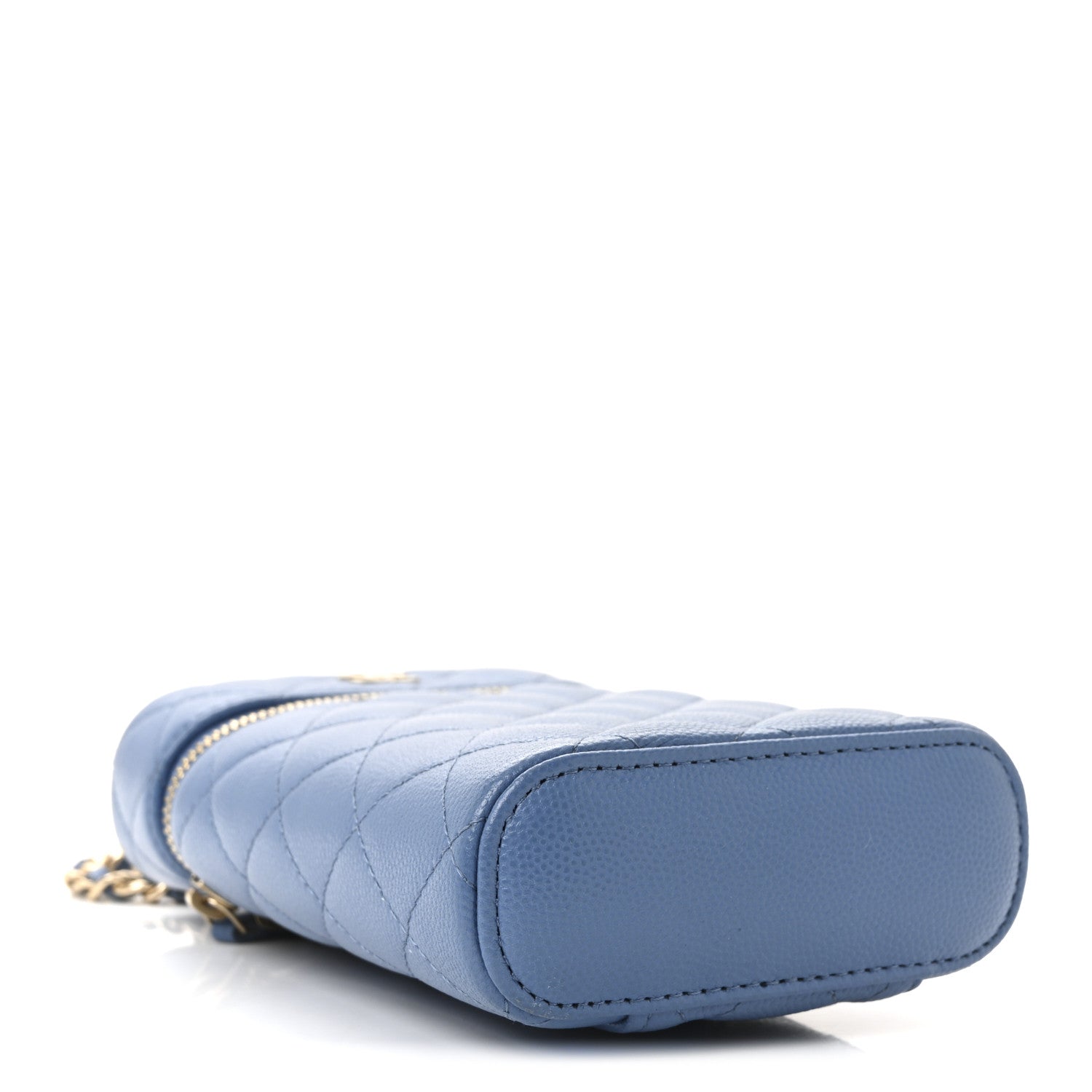 Caviar Quilted Phone Holder With Chain Blue