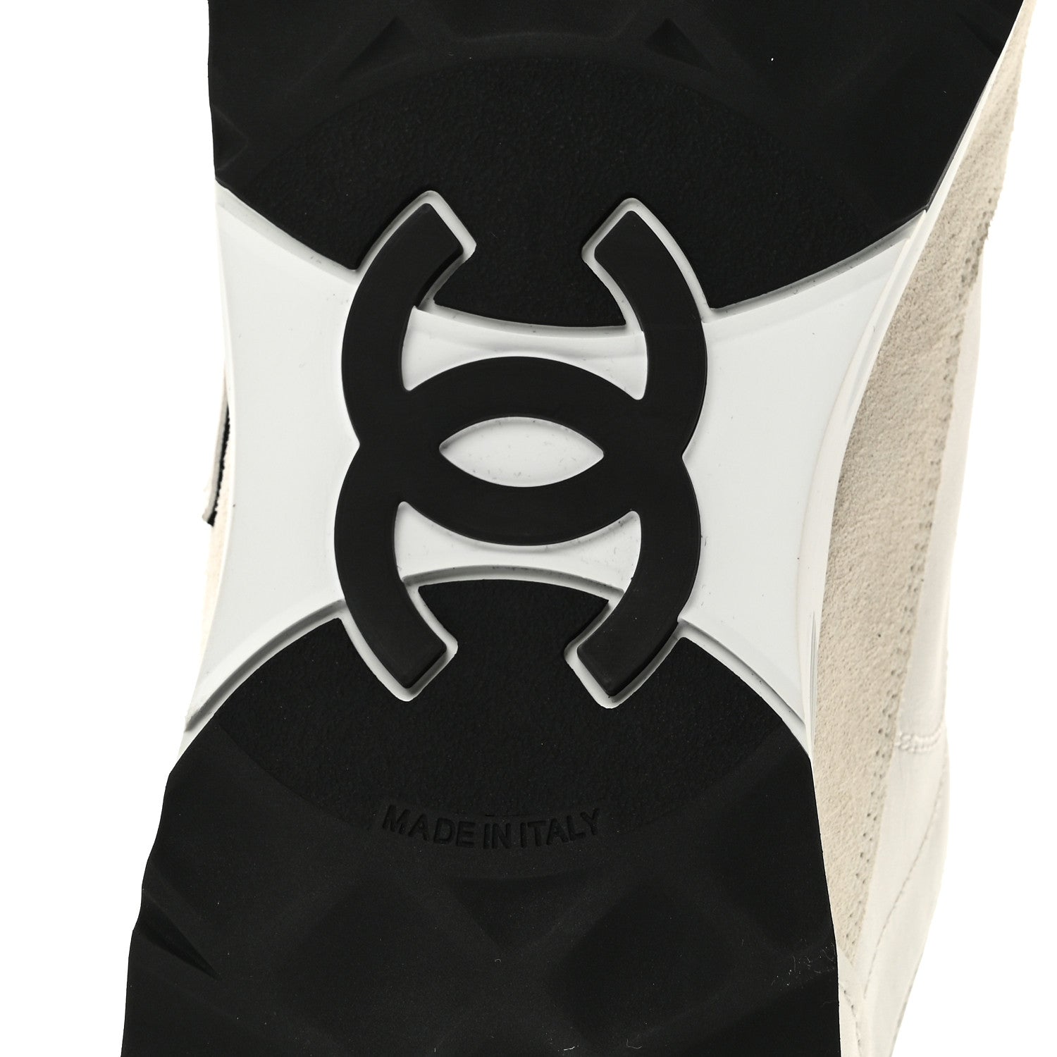 Calfskin Suede CC Mens Sneakers 43 White Beige Black