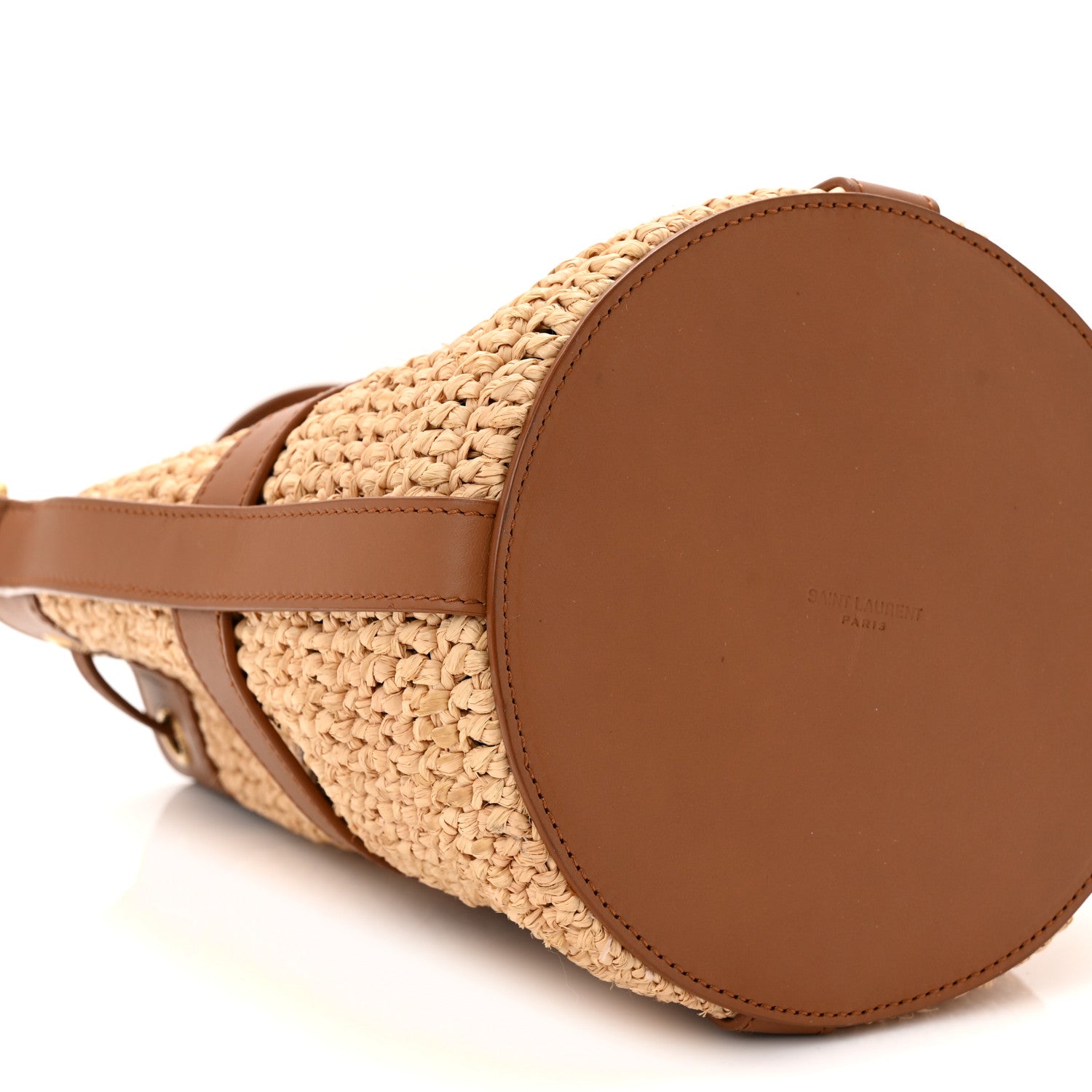 Raffia Calfskin Seau Bucket Naturel Brick