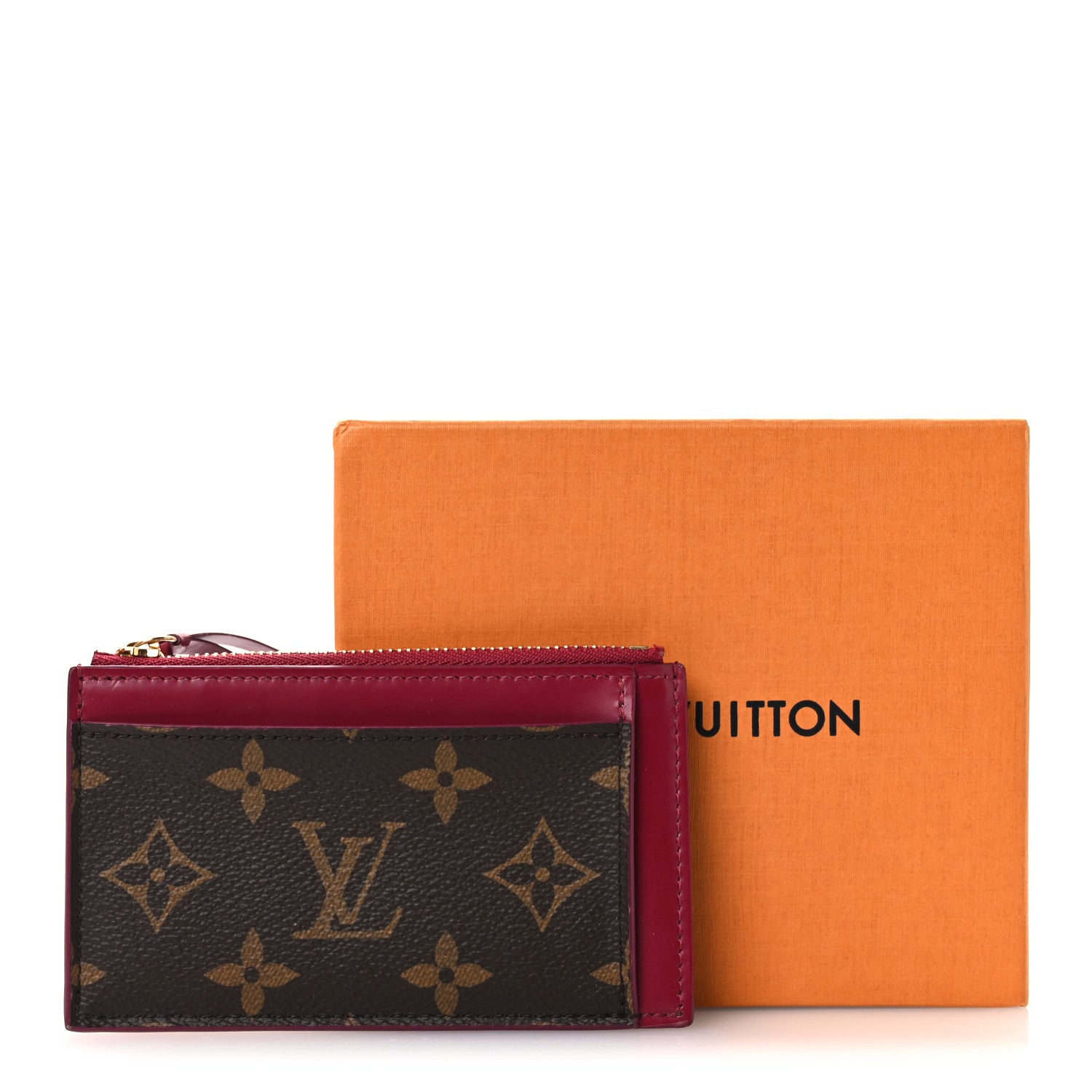 Monogram Zipped Card Holder Fuchsia