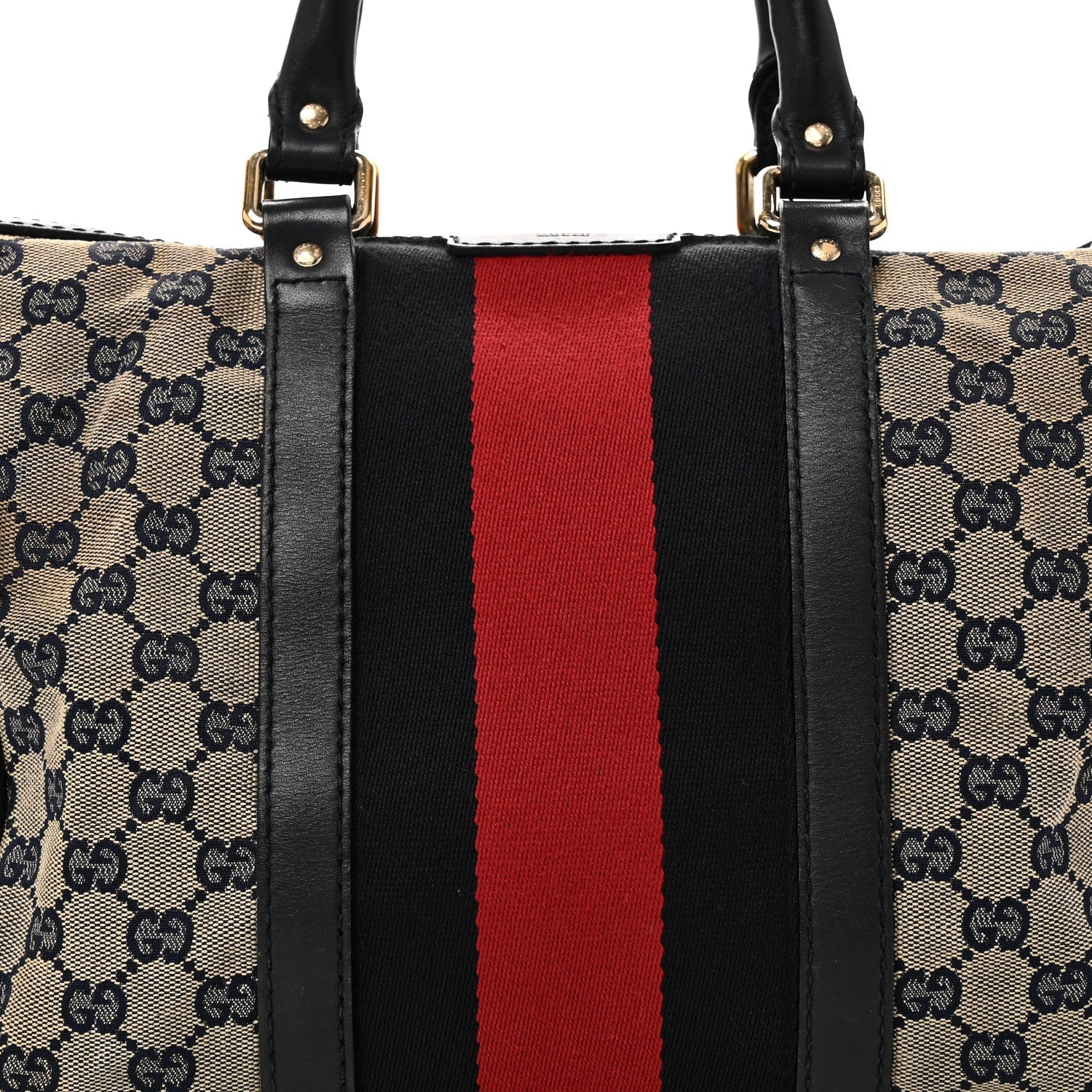 Monogram Selleria Calfskin Vintage Web Medium Boston Beige Blue