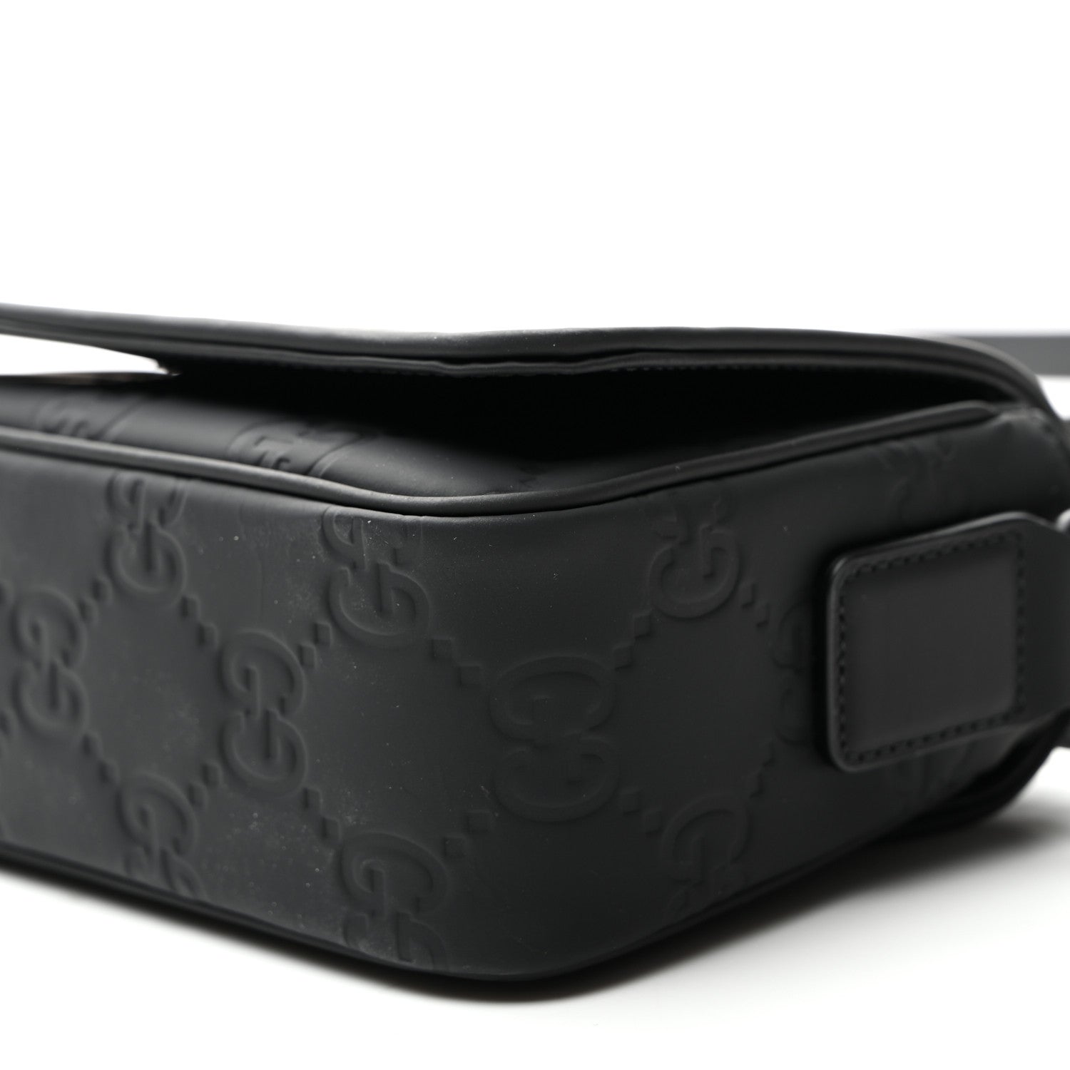 Rubber Effect Calfskin GG Mini Messenger Bag Black