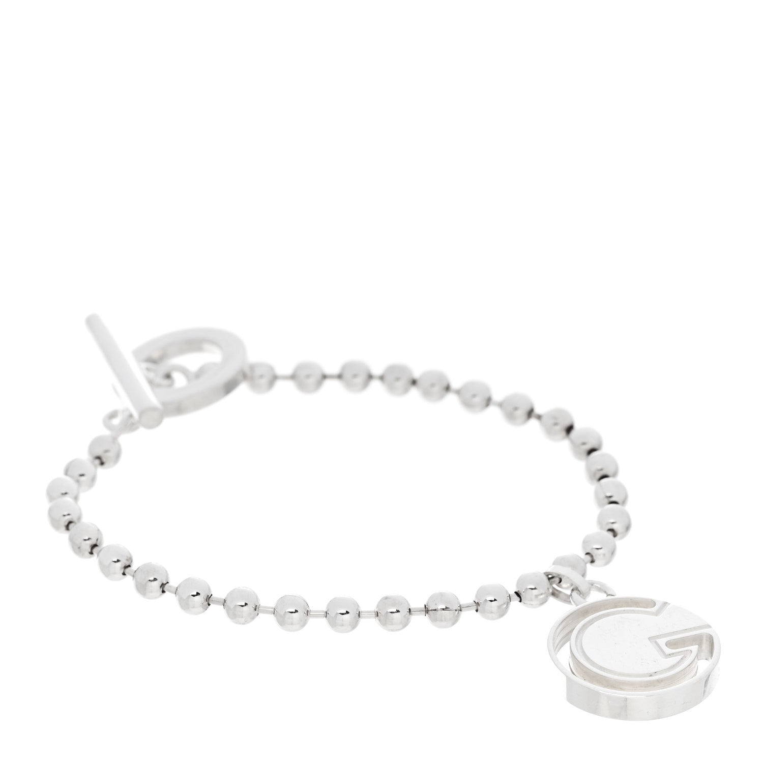 Sterling Silver Boule Bead Charm Toggle Bracelet