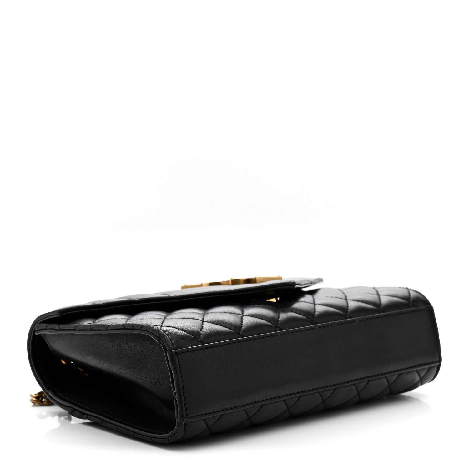 Lambskin Mixed Matelasse Triquilt Small Monogram Satchel Black