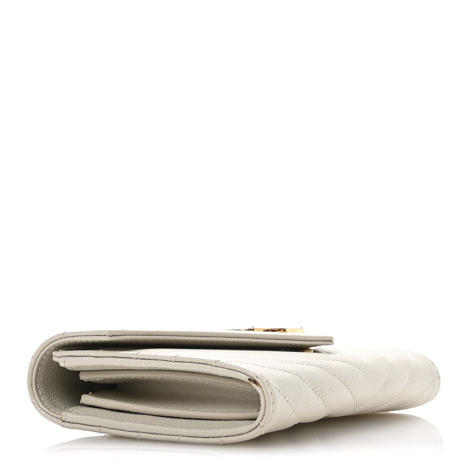 Grain De Poudre Matelasse Chevron Monogram Flap Wallet Crema Soft
