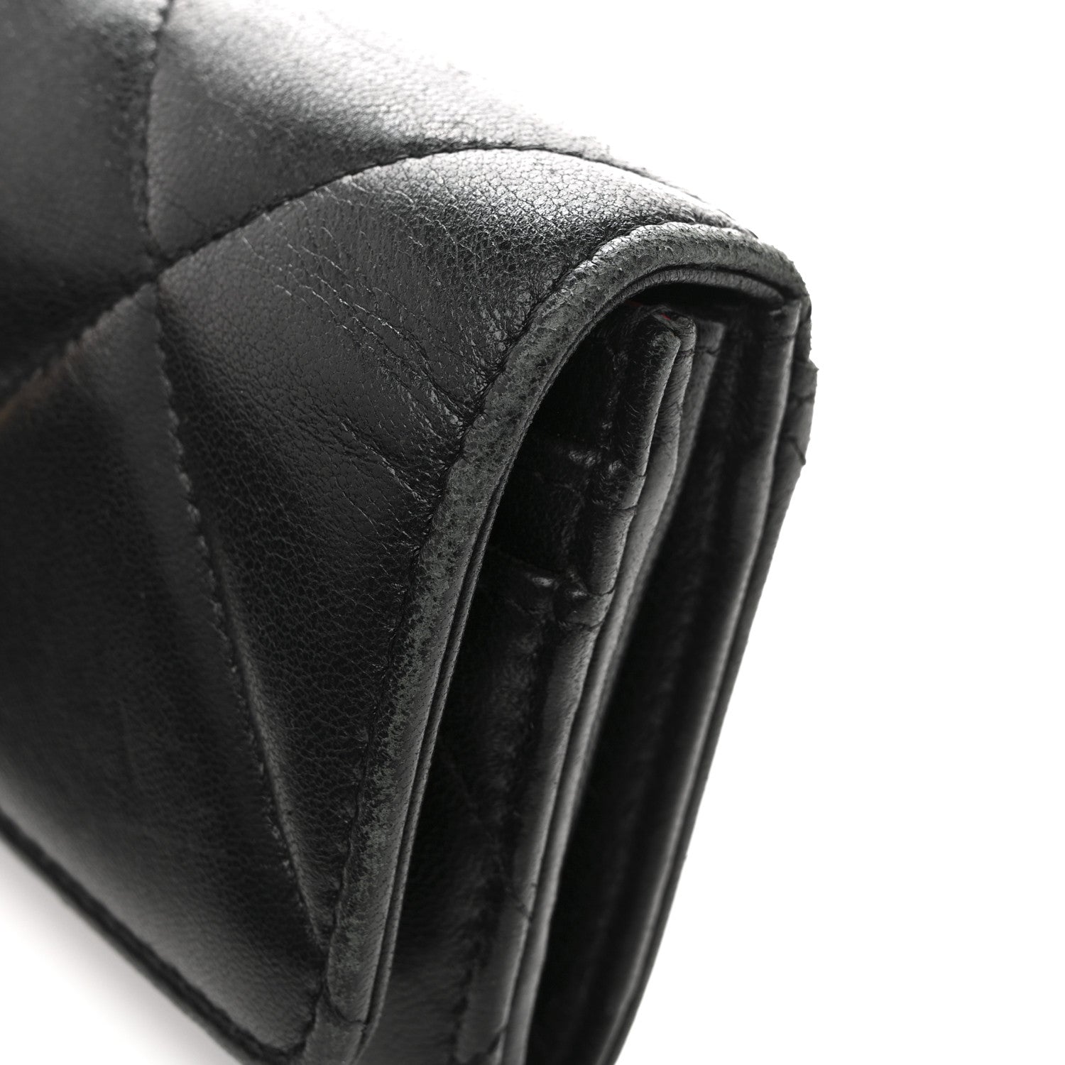 Shiny Goatskin Quilted Chanel 19 Flap Wallet Black