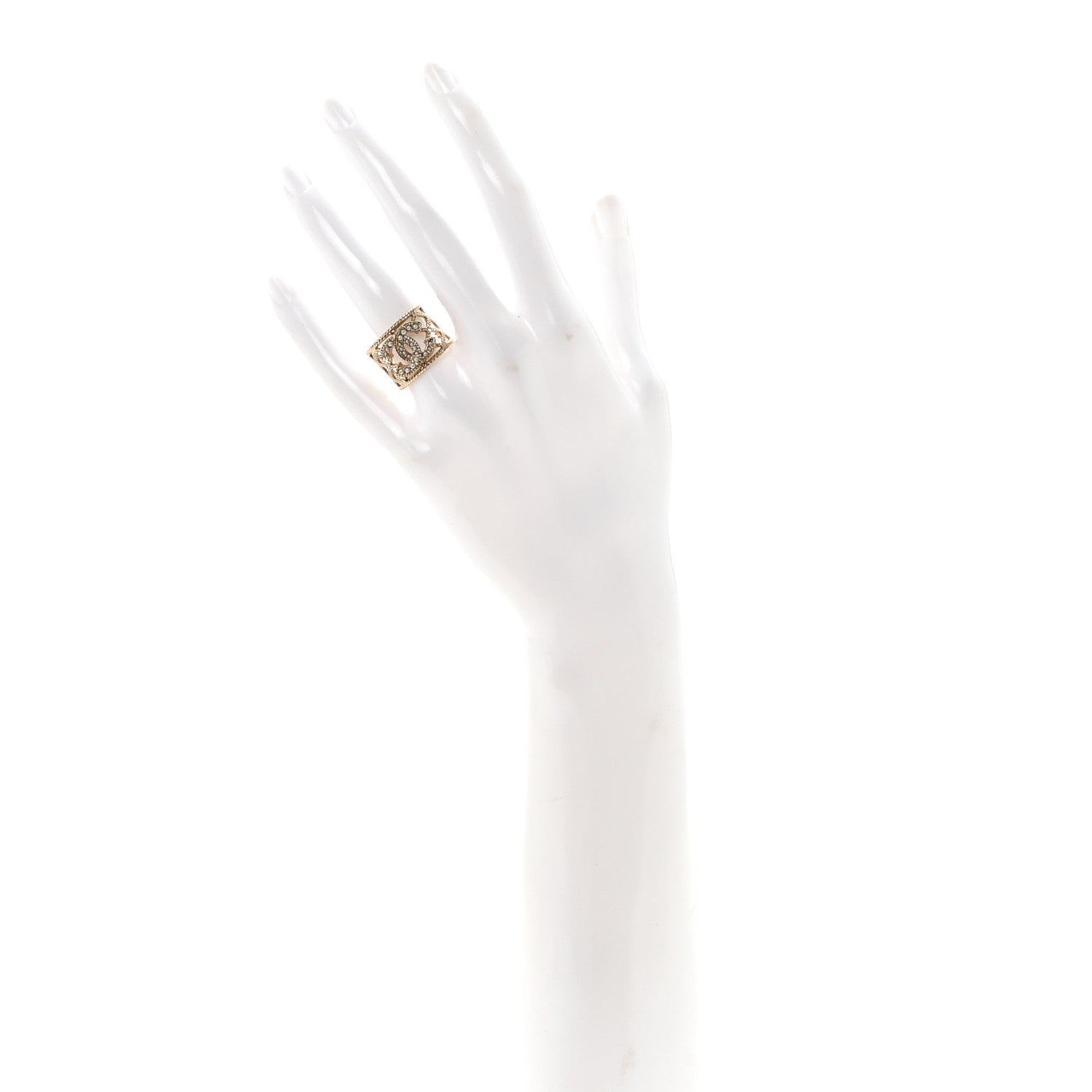 Pearl Chain CC Ring 56 7.5 Gold