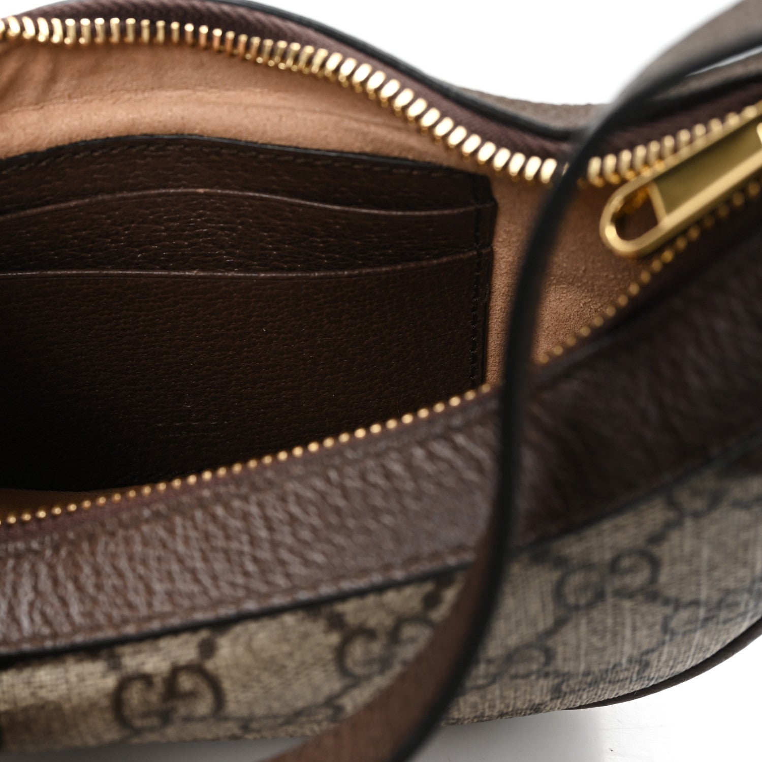 GG Supreme Monogram Textured Calfskin Web Mini Ophidia Half Moon Hobo Beige Ebony New Acero