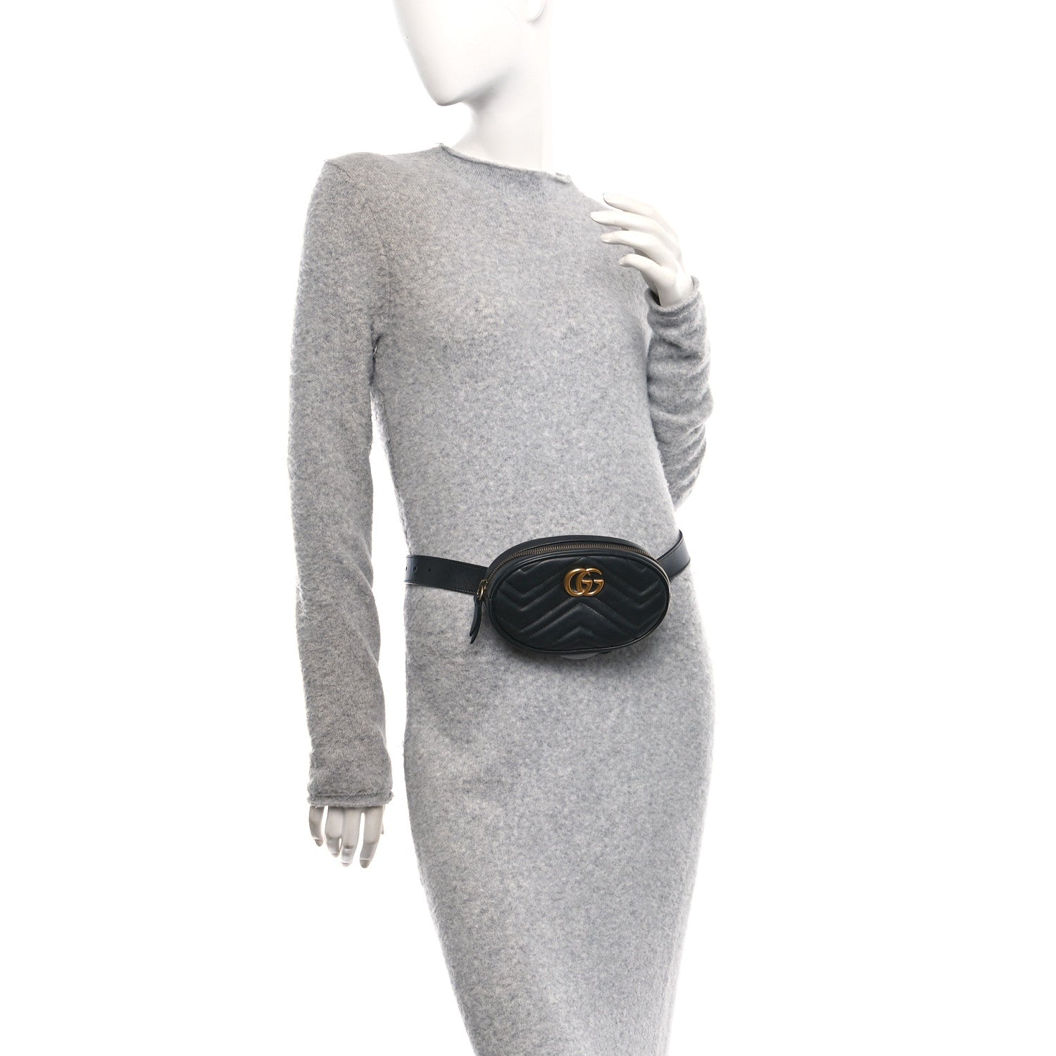 Calfskin Matelasse GG Marmont Belt Bag 75 30 Black
