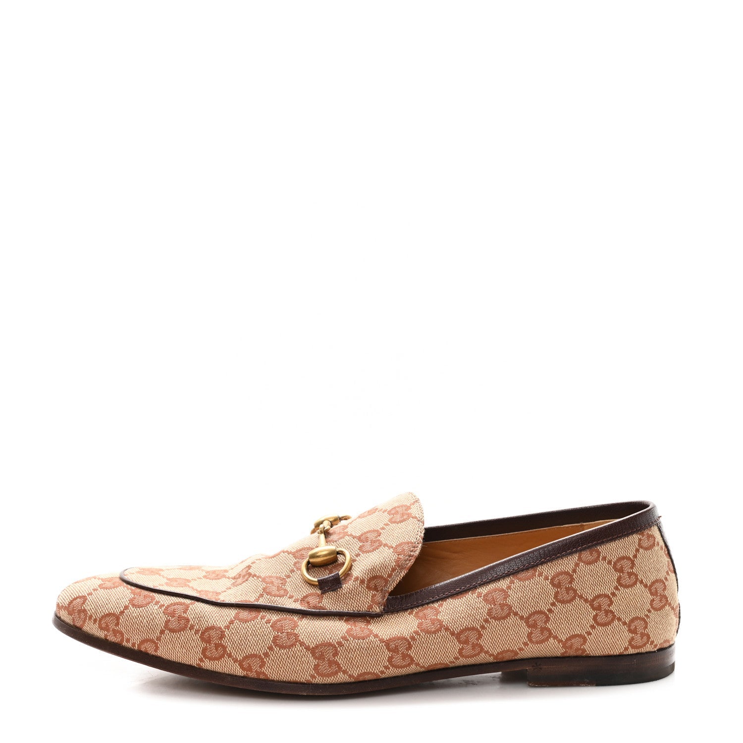 Canvas GG Monogram Horsebit Mens Jordaan Loafers 9.5 Beige Ruggine Light Brown